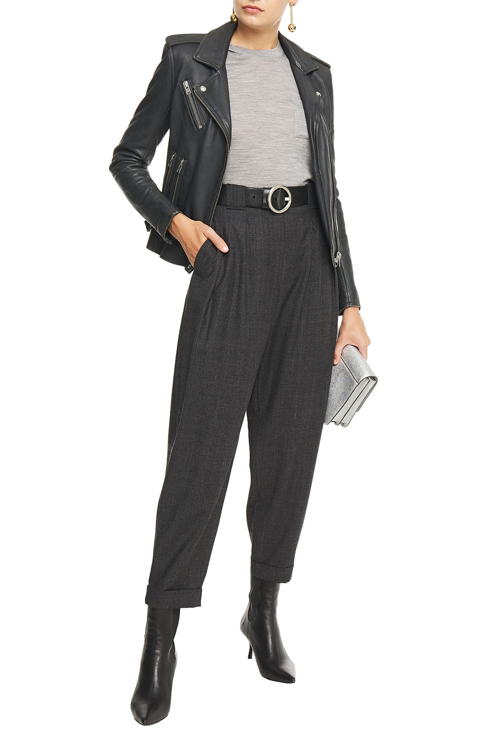 Iro Notched-lapels Biker Jacket In Anthracite