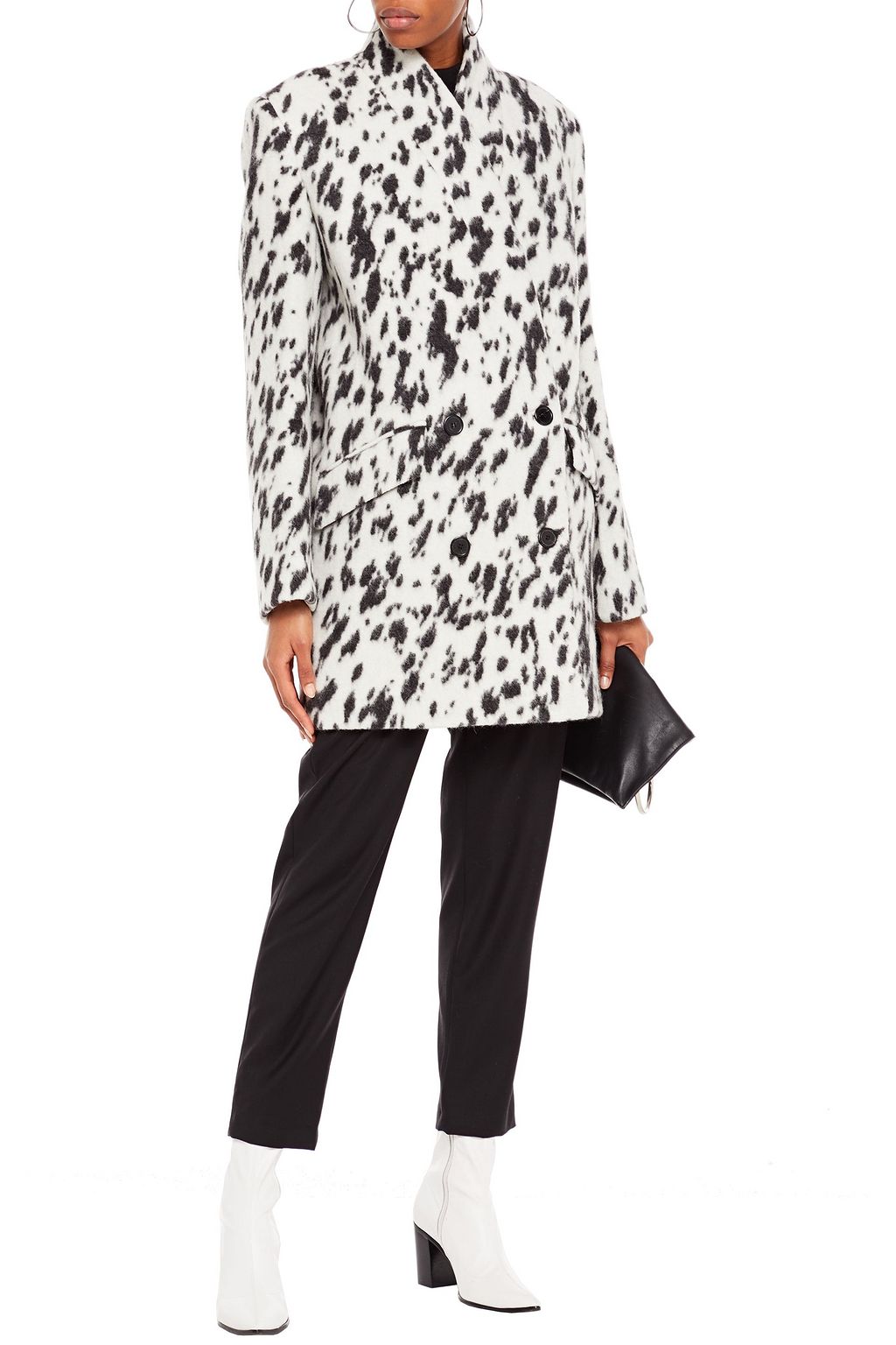 IRO Rimona printed brushed wool, alpaca and silk-blend coat