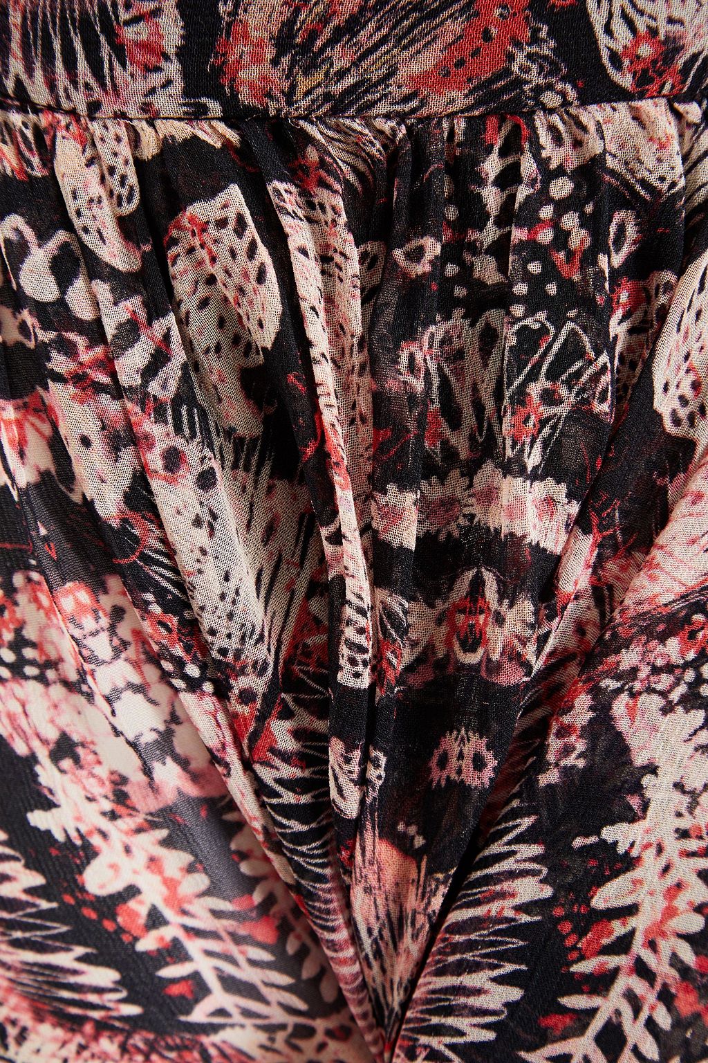 IRO Deroie asymmetric printed crepon wrap skirt
