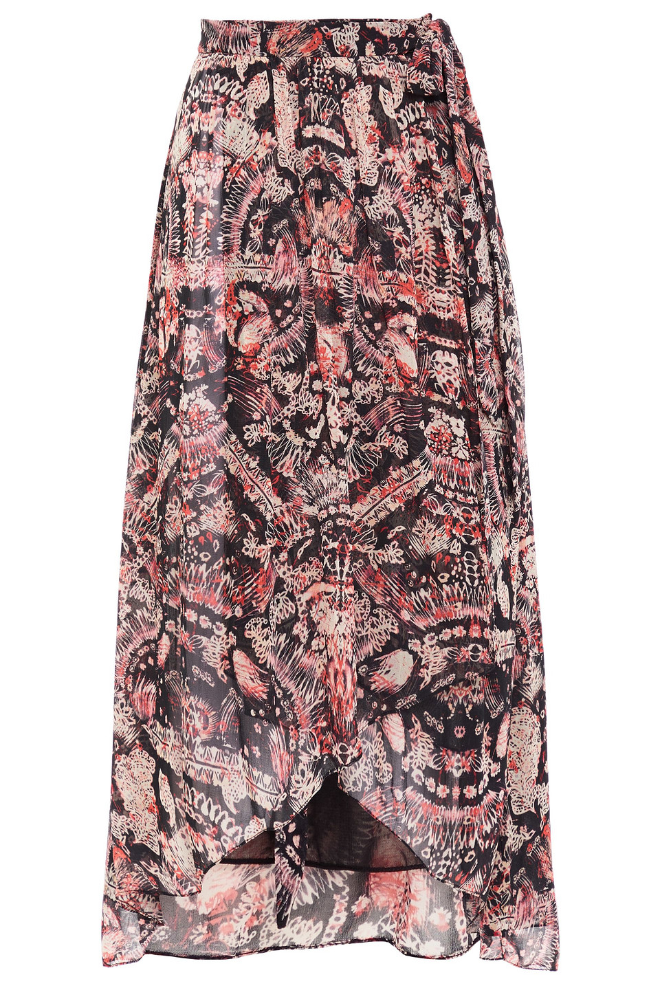 Iro Woman Deroie Asymmetric Printed Crepon Wrap Skirt Black Size 34
