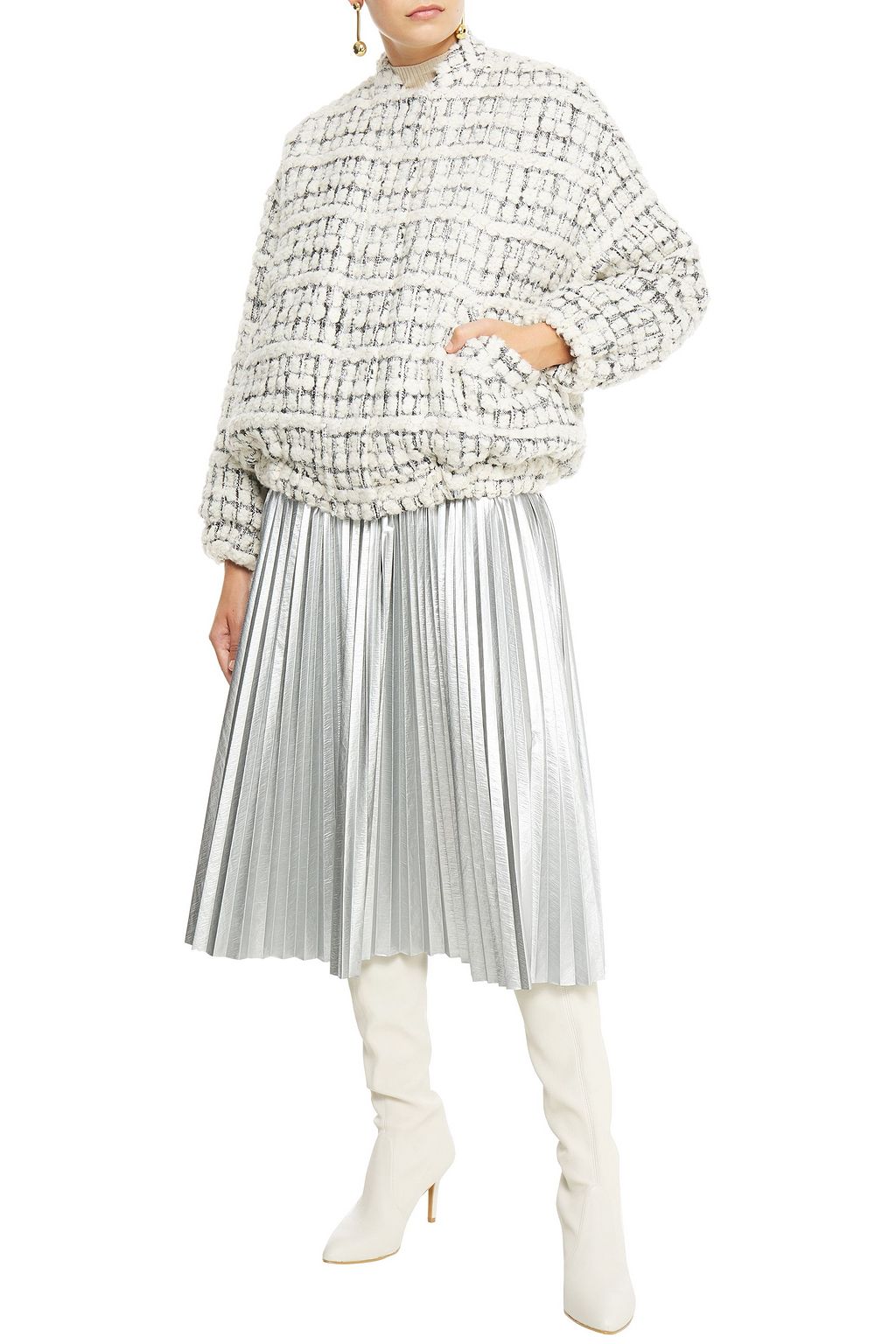 IRO Molina oversized metallic bouclé-tweed bomber jacket