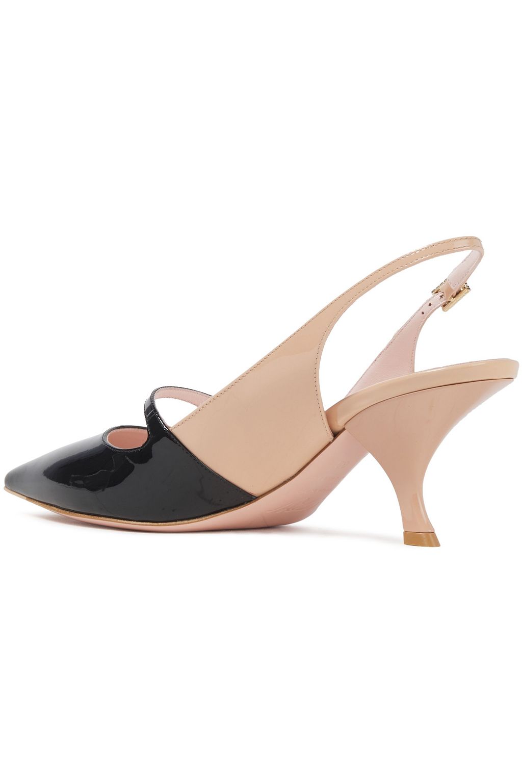 ROGER VIVIER Crystal-embellished two-tone patent-leather slingback pumps