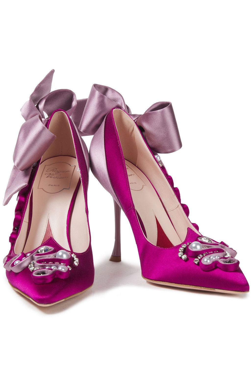 ROGER VIVIER Viv Couture bow-embellished satin pumps
