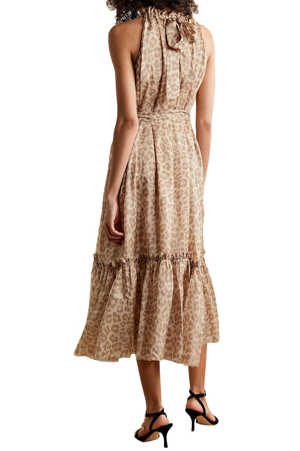 ZIMMERMANN Kirra belted tiered leopard-print silk midi dress