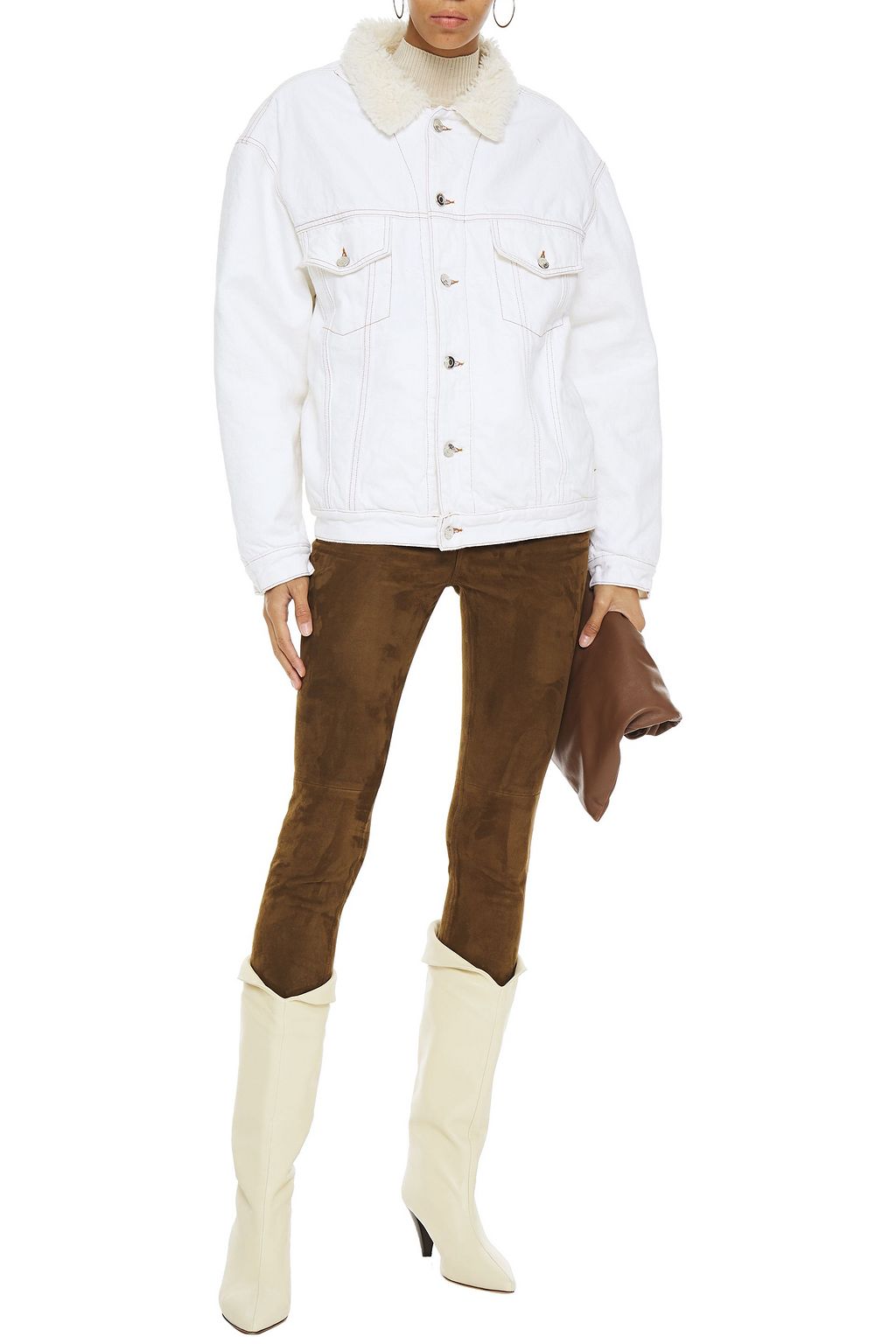 IRO Franz oversized faux shearling-lined denim jacket
