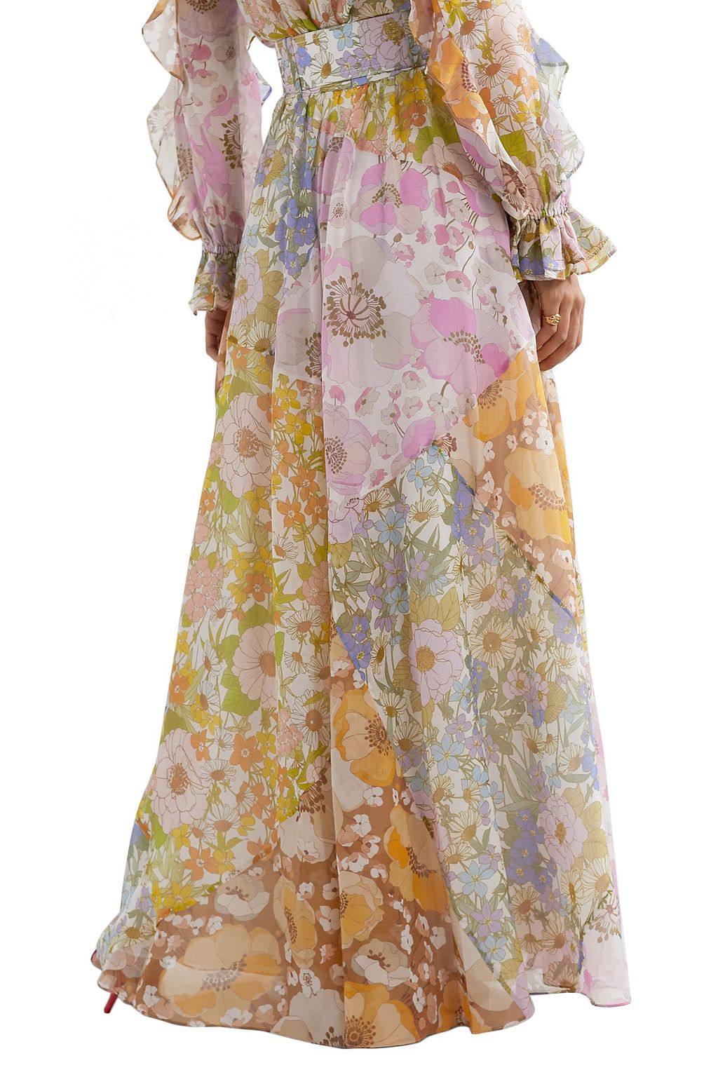 ZIMMERMANN Super Eight belted floral-print cotton and silk-blend voile maxi skirt