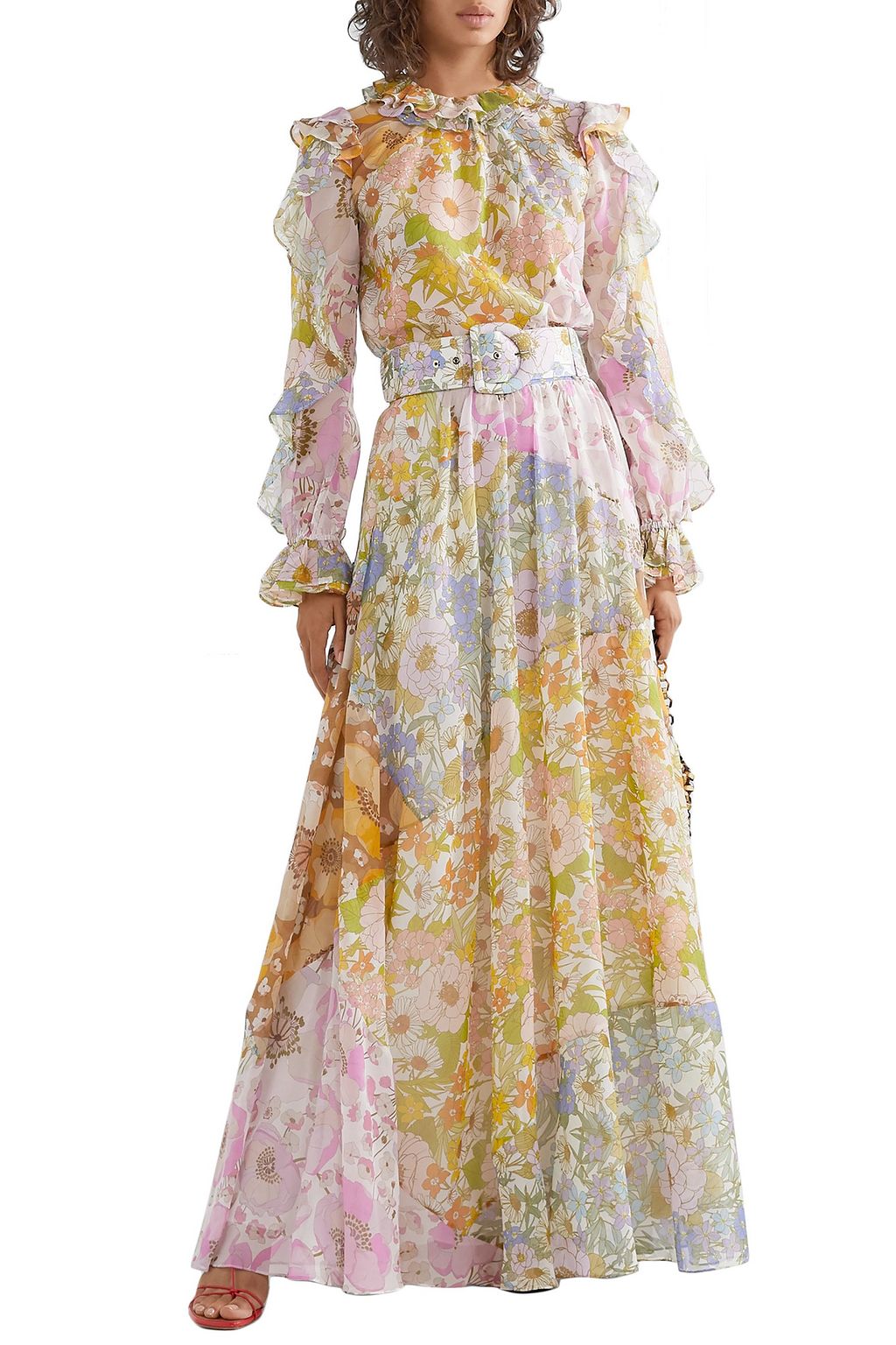 ZIMMERMANN Super Eight belted floral-print cotton and silk-blend voile maxi skirt