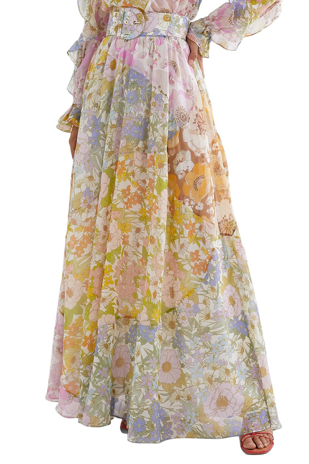 ZIMMERMANN Super Eight belted floral-print cotton and silk-blend voile maxi skirt