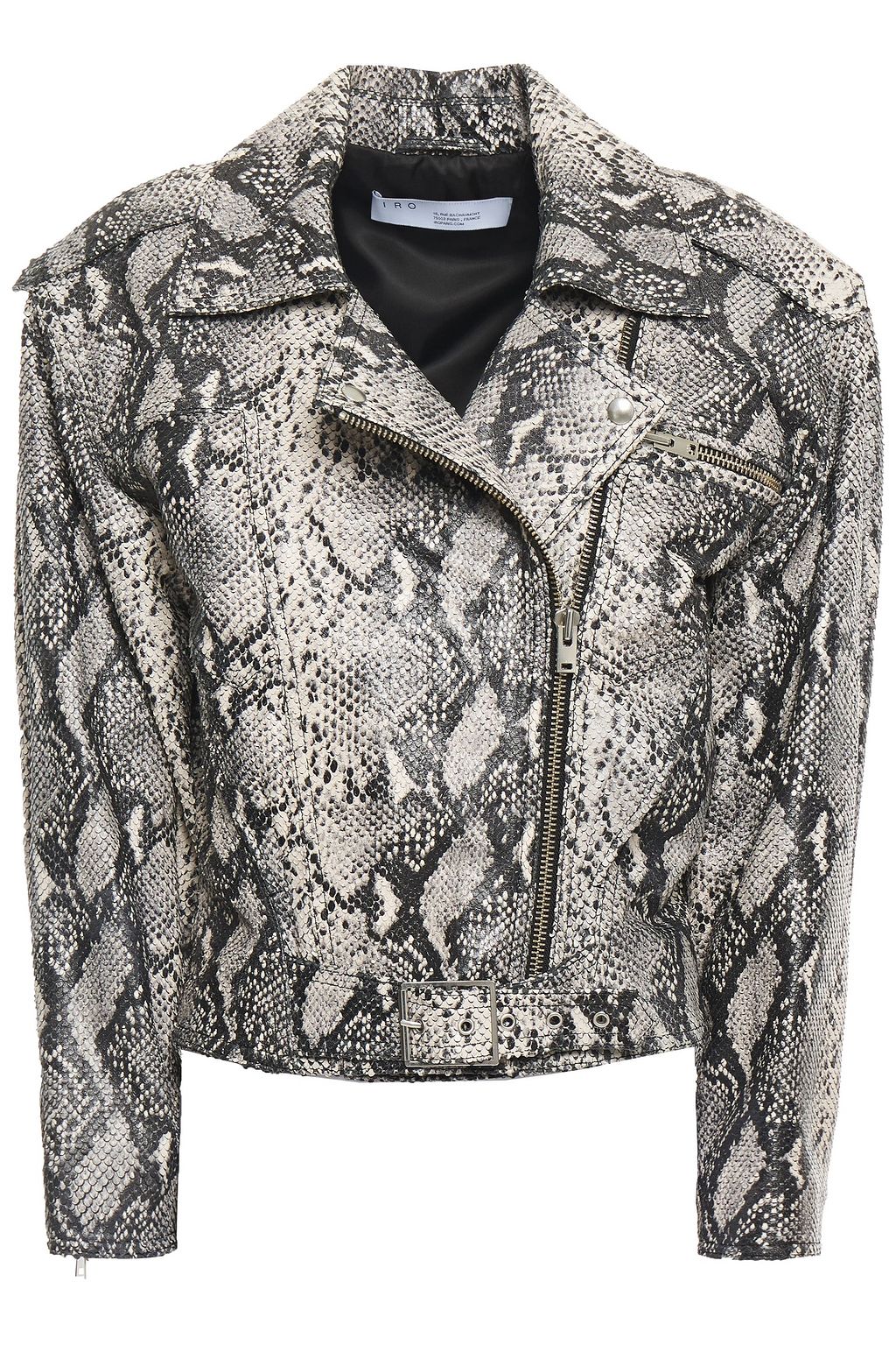 IRO Perri snake-effect leather biker jacket | THE OUTNET