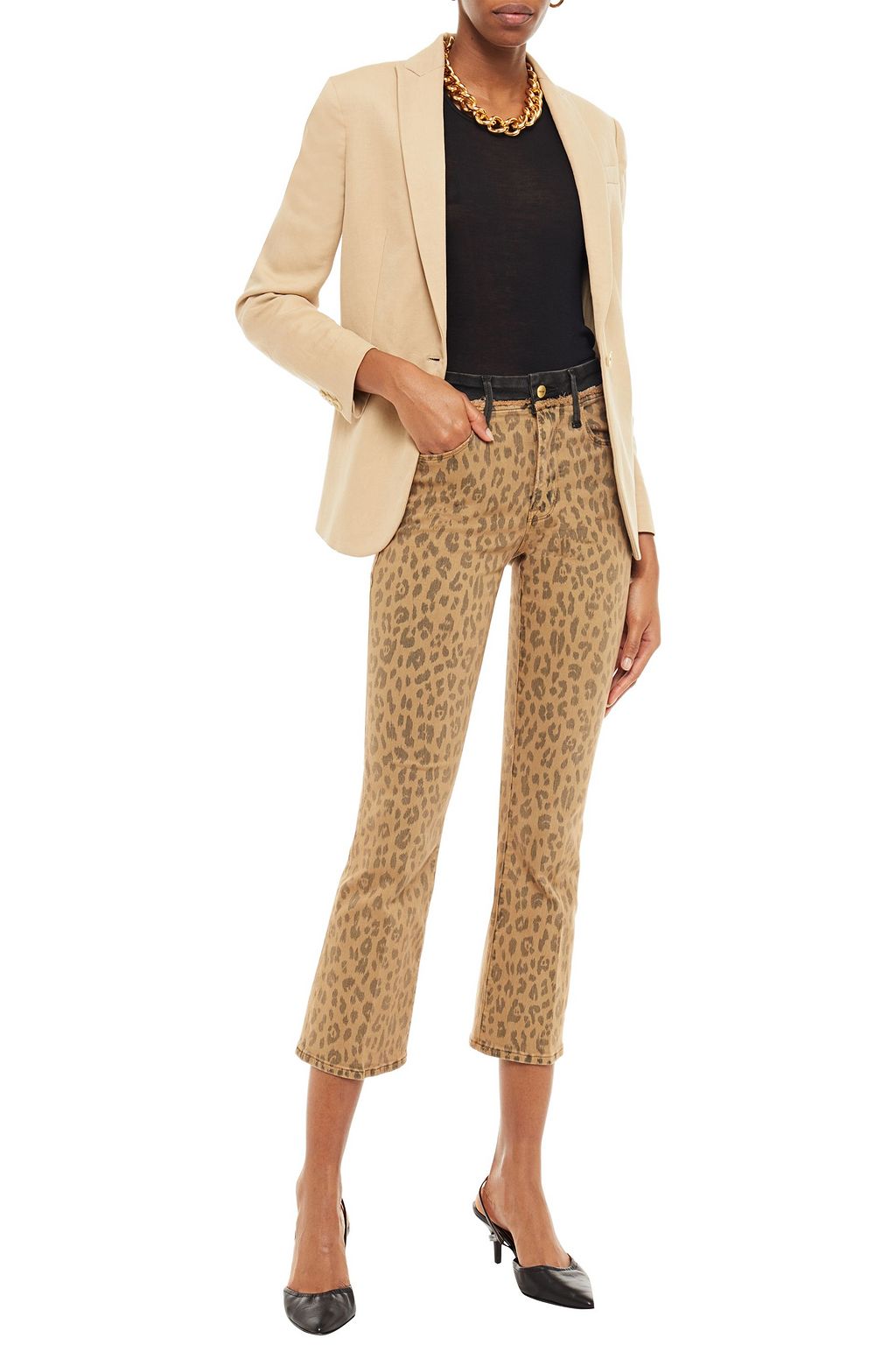 FRAME Le Crop Mini boot leopard-print mid-rise kick-flare jeans