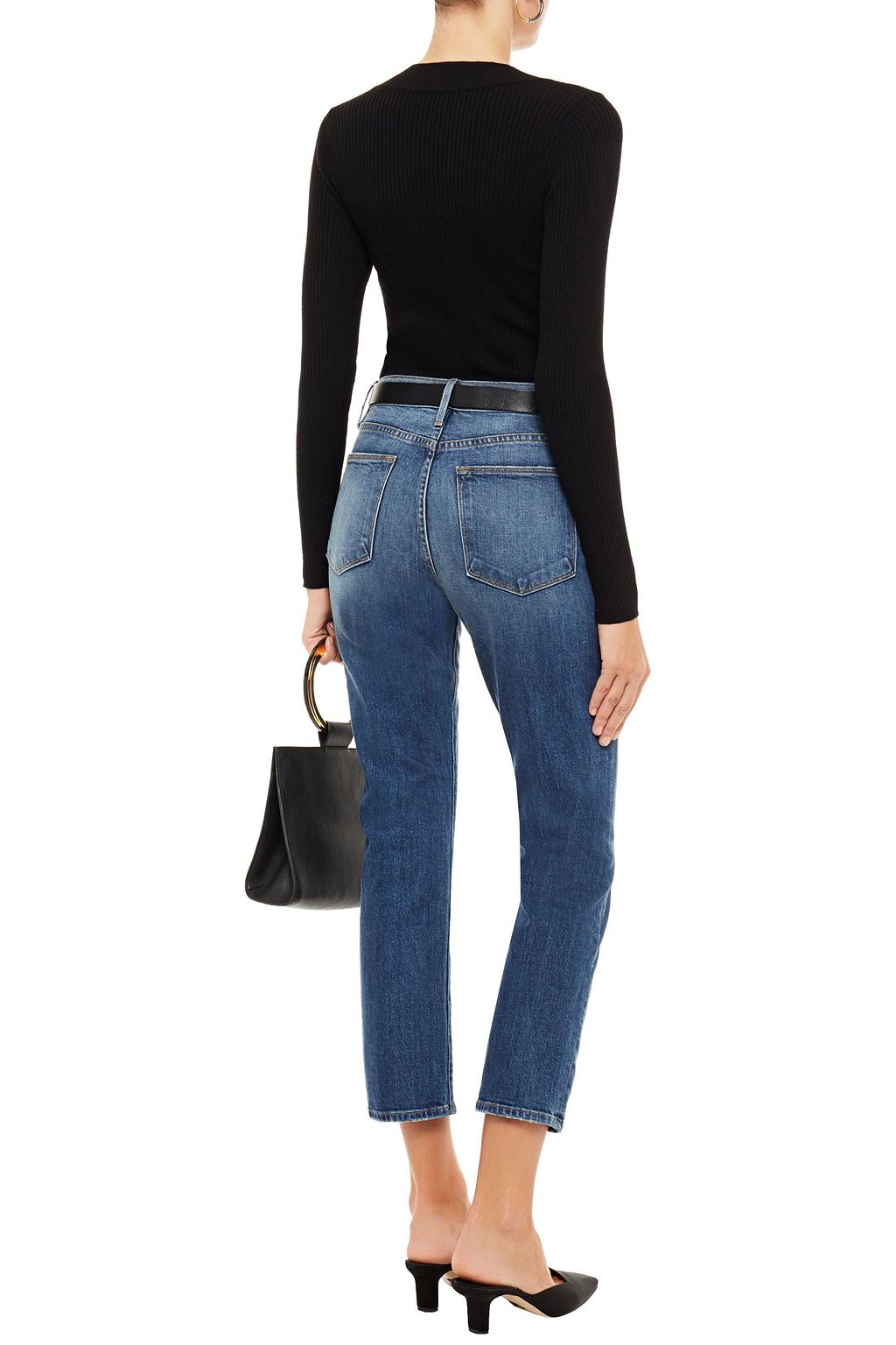 FRAME Le High Straight faded high-rise straight-leg jeans