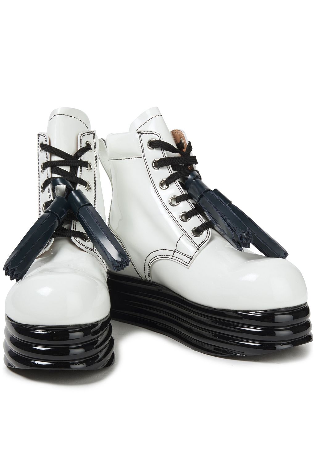 patent leather platform combat boots
