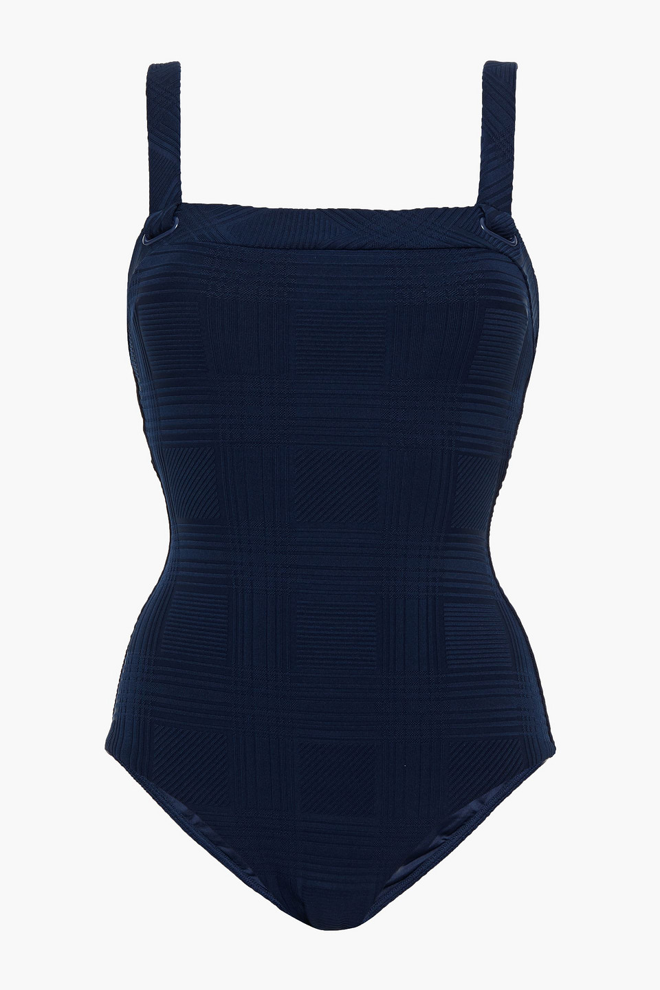 Jets Australia By Jessika Allen Woman Stretch-jacquard Swimsuit Navy Size 10