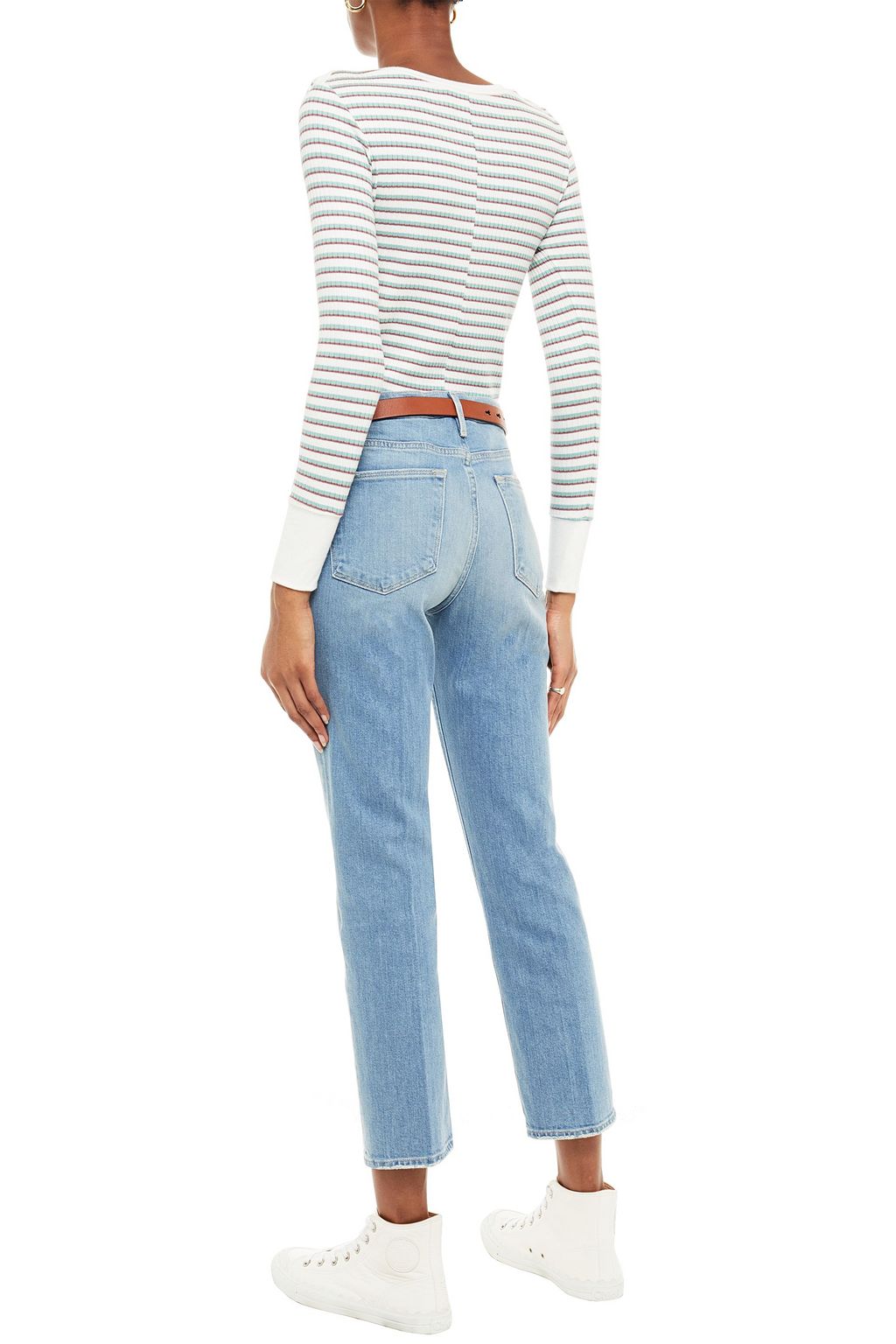 FRAME Le High Straight faded high-rise straight-leg jeans