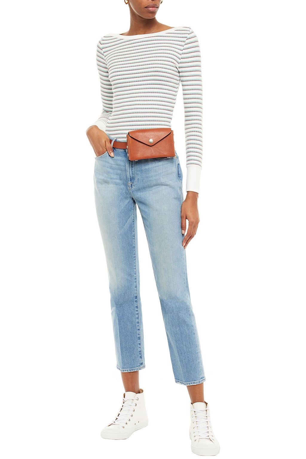 FRAME Le High Straight faded high-rise straight-leg jeans