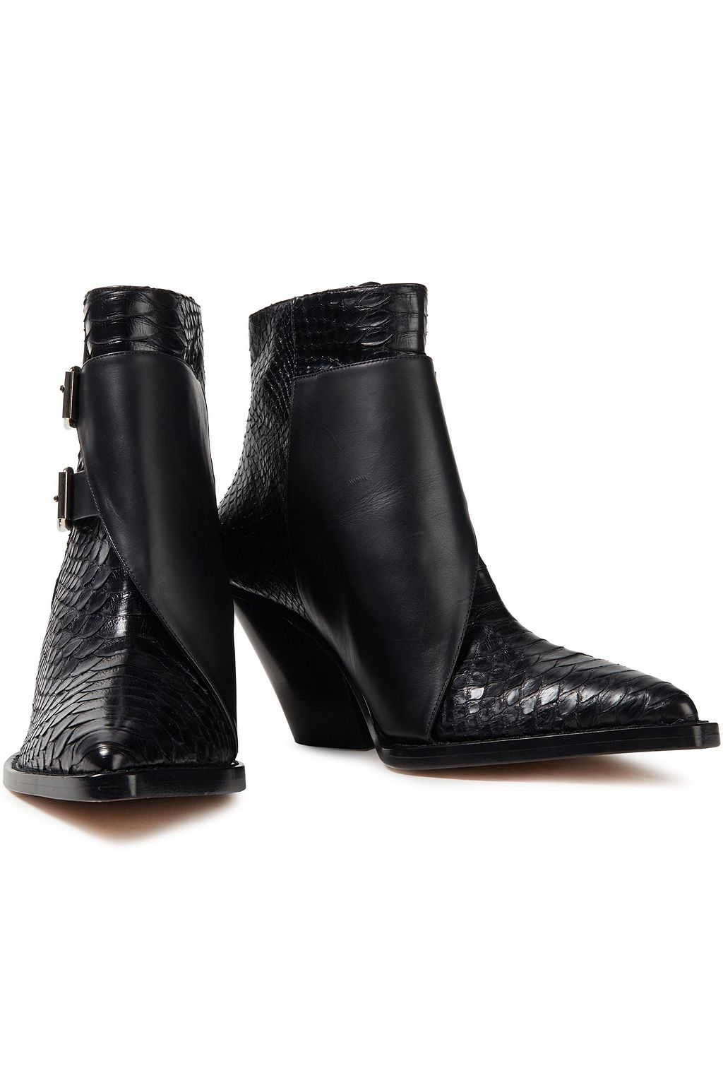 IRO Smooth and snake-effect leather ankle boots