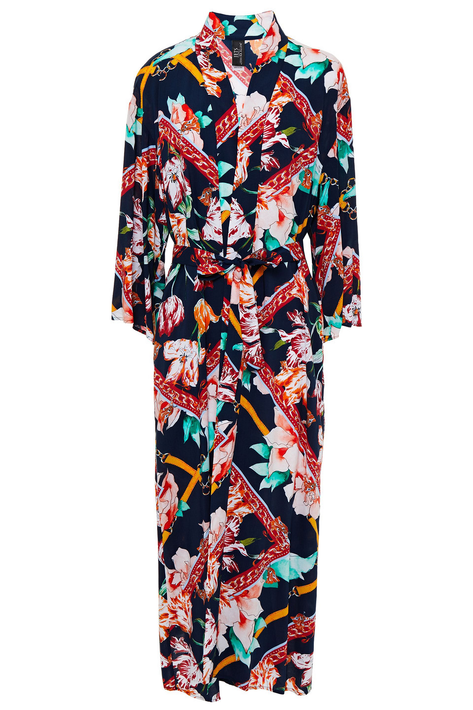 Jets Australia By Jessika Allen Woman Floral-print Voile Kimono Navy Size M