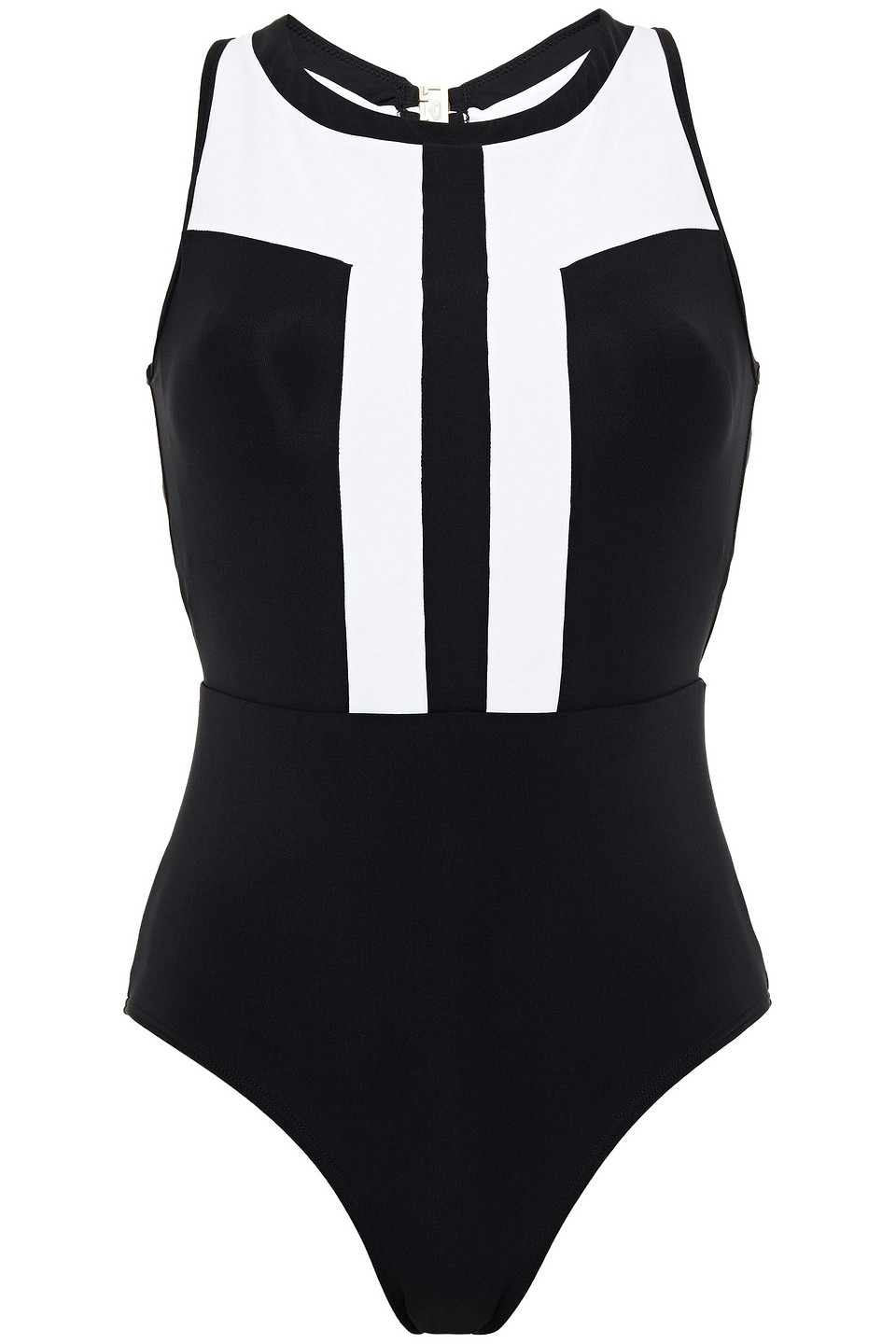 Jets Australia By Jessika Allen Woman Classique Open-back Two-tone Swimsuit Black Size 8