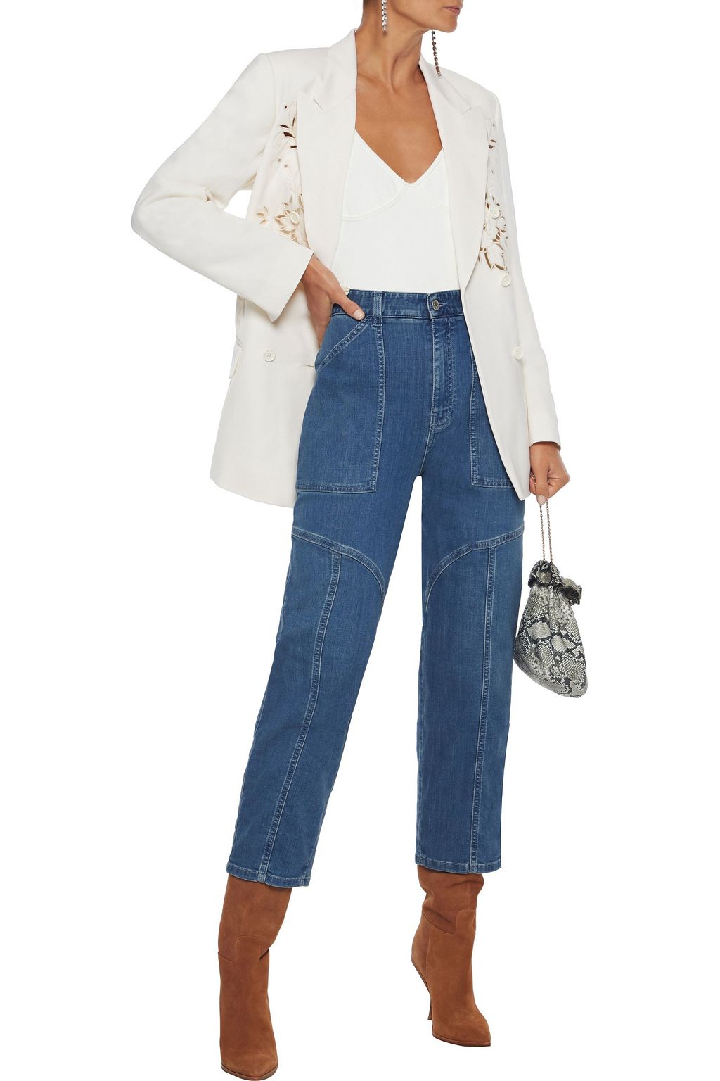 STELLA MCCARTNEY Cristal double-breasted broderie anglaise twill blazer