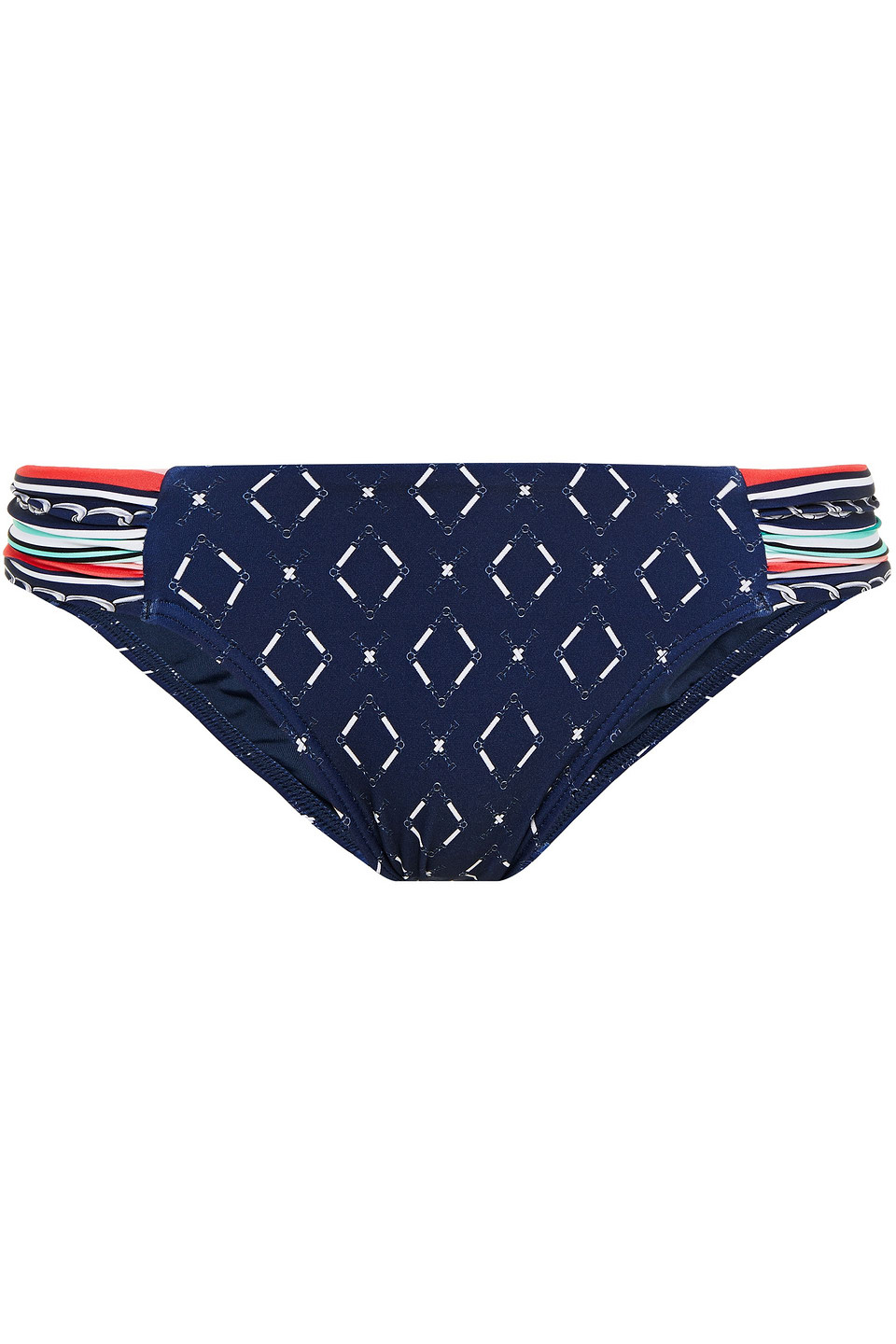 Jets Australia By Jessika Allen Woman Riviera Ruched Printed Low-rise Bikini Briefs Navy Size 8