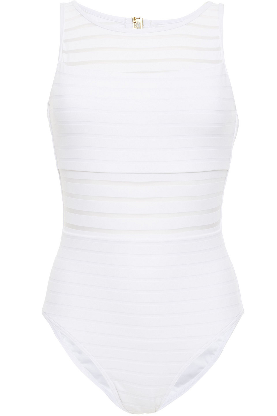 Jets Australia By Jessika Allen Woman Parallels Open-back Mesh-trimmed Swimsuit White Size 14