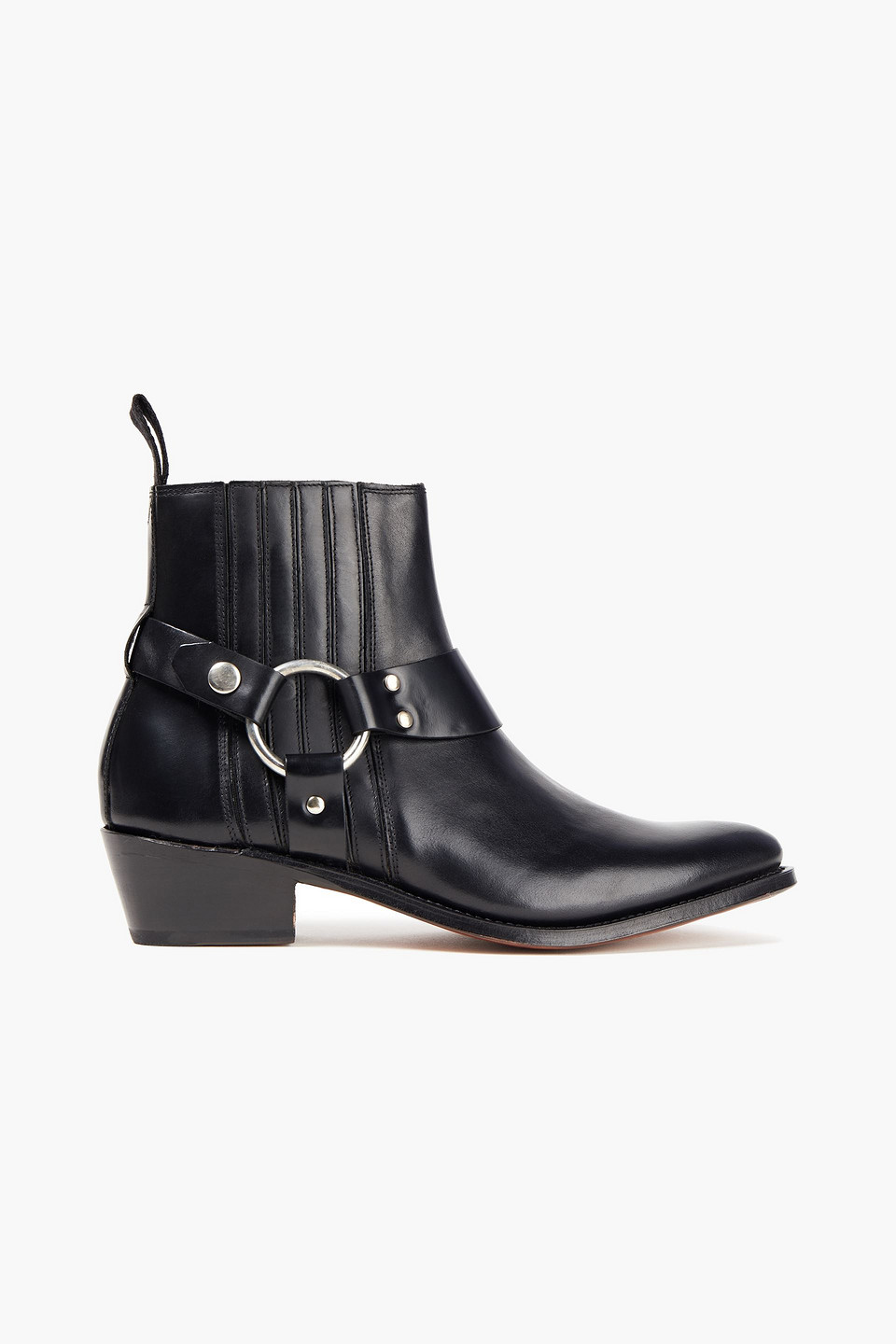 Grenson Marley ring-embellished glossed-leather ankle boots