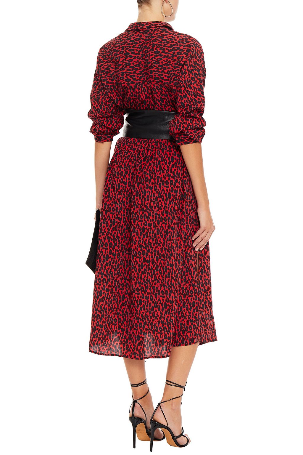 leopard shirt dress midi