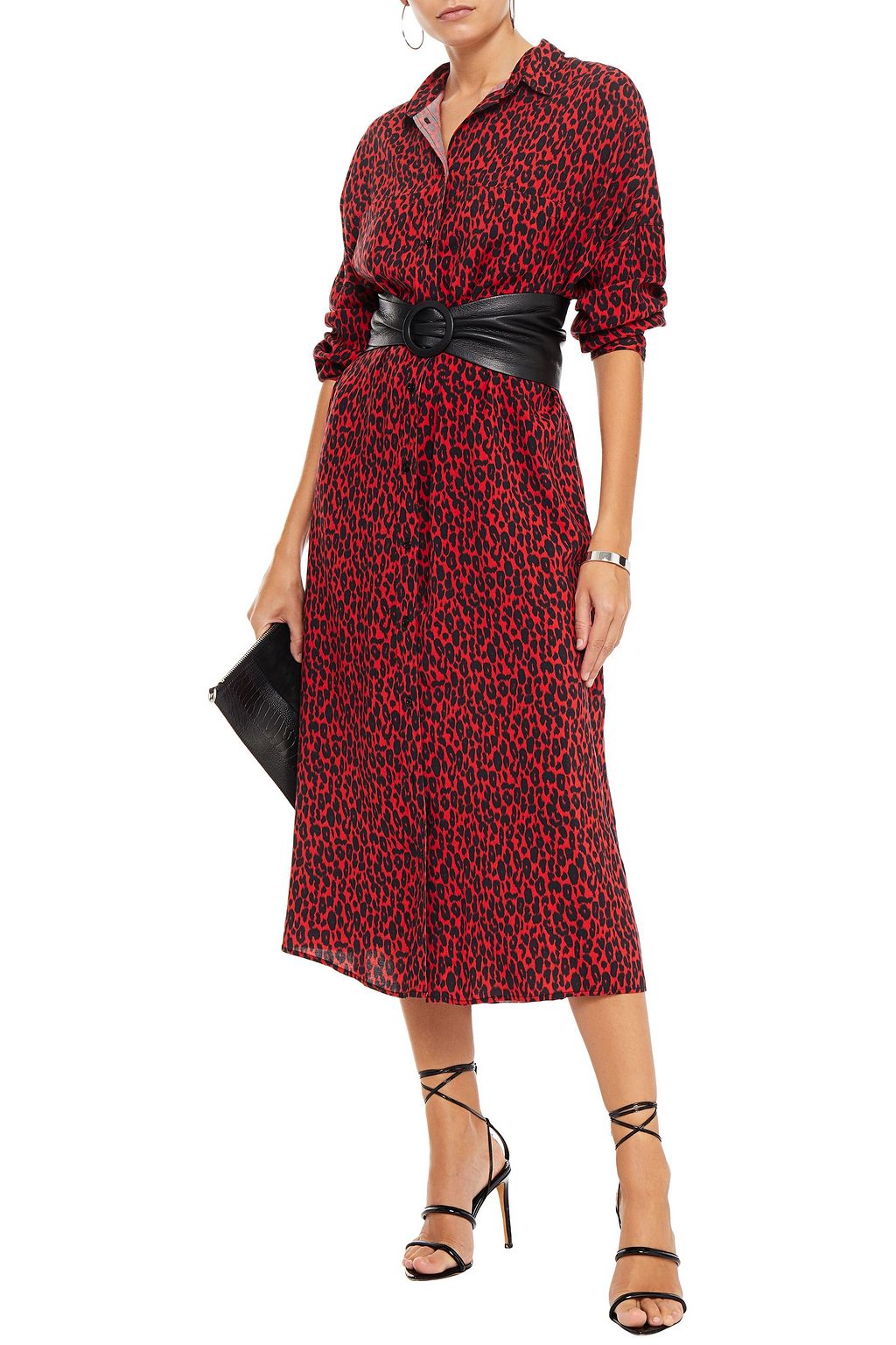 IRO Pirae oversized leopard-print voile midi dress
