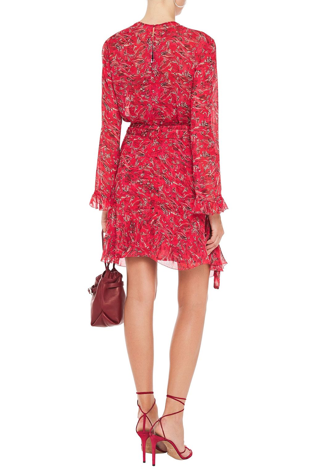 IRO About ruffled printed georgette mini dress