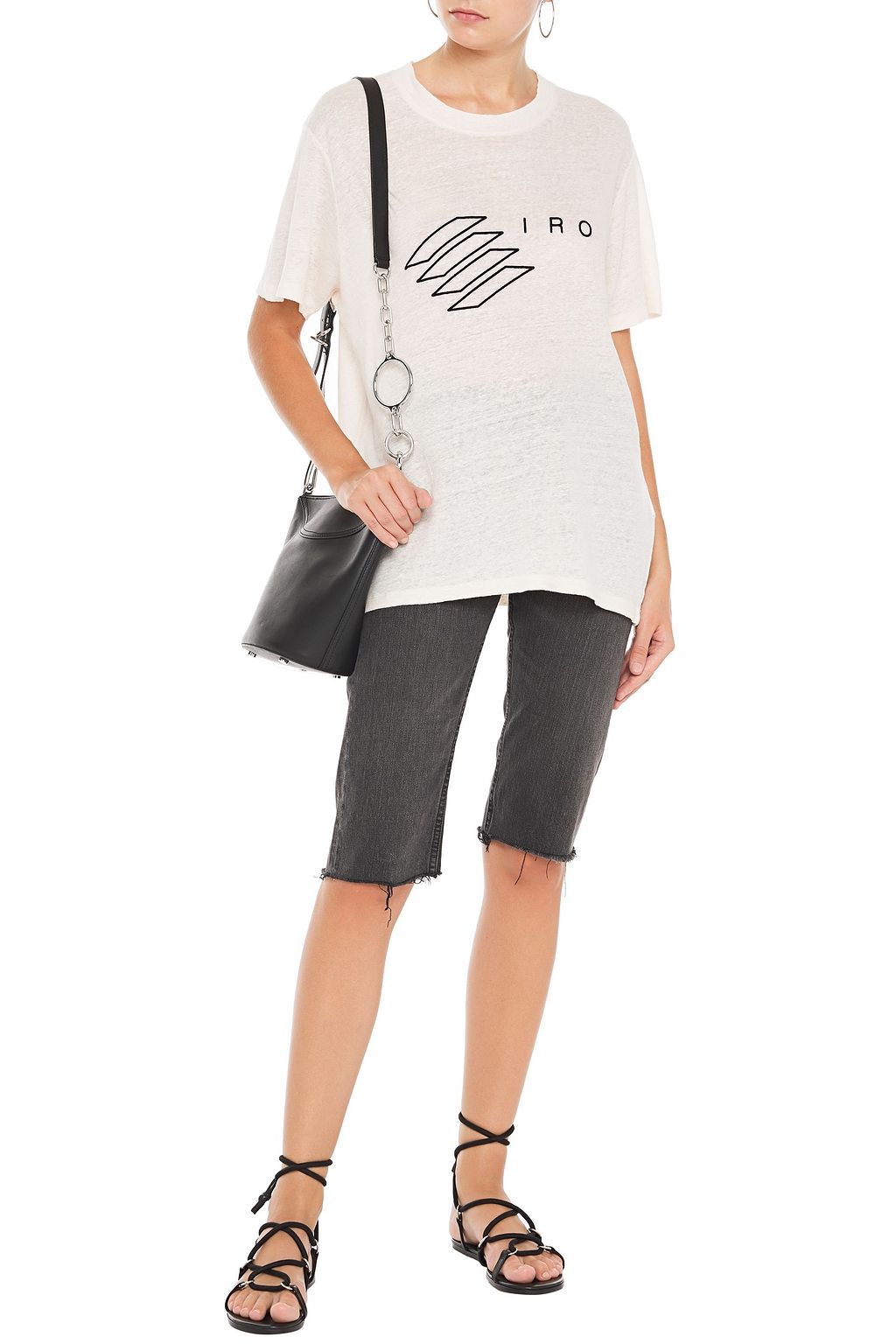 IRO Lucie logo-print slub linen-jersey T-shirt