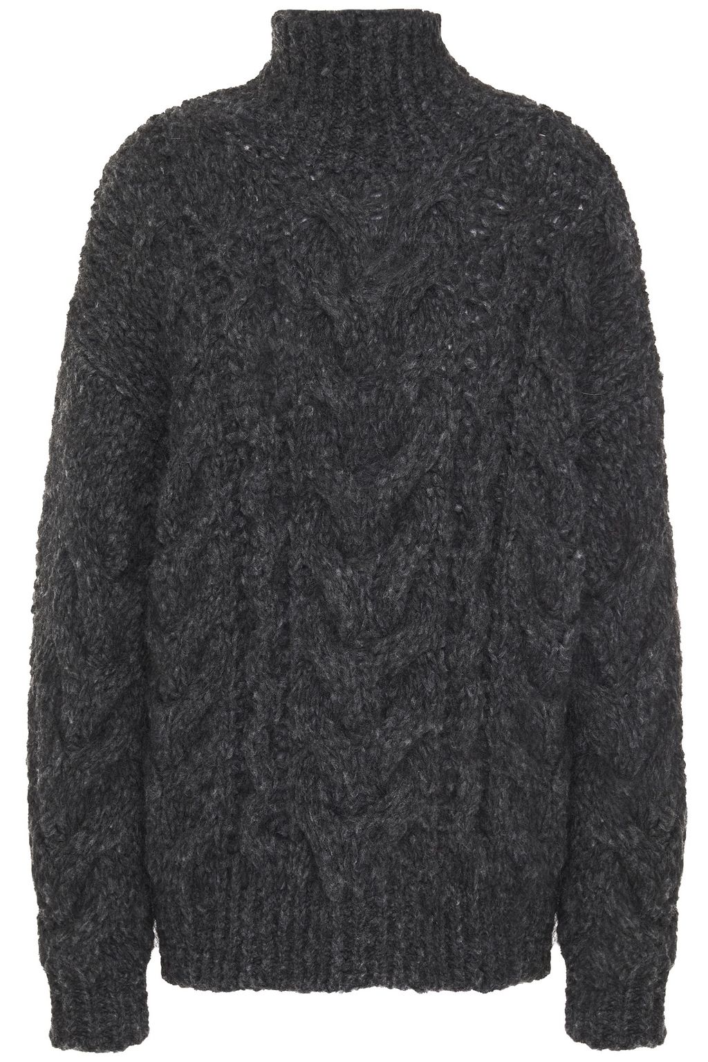 grey cable knit turtleneck sweater