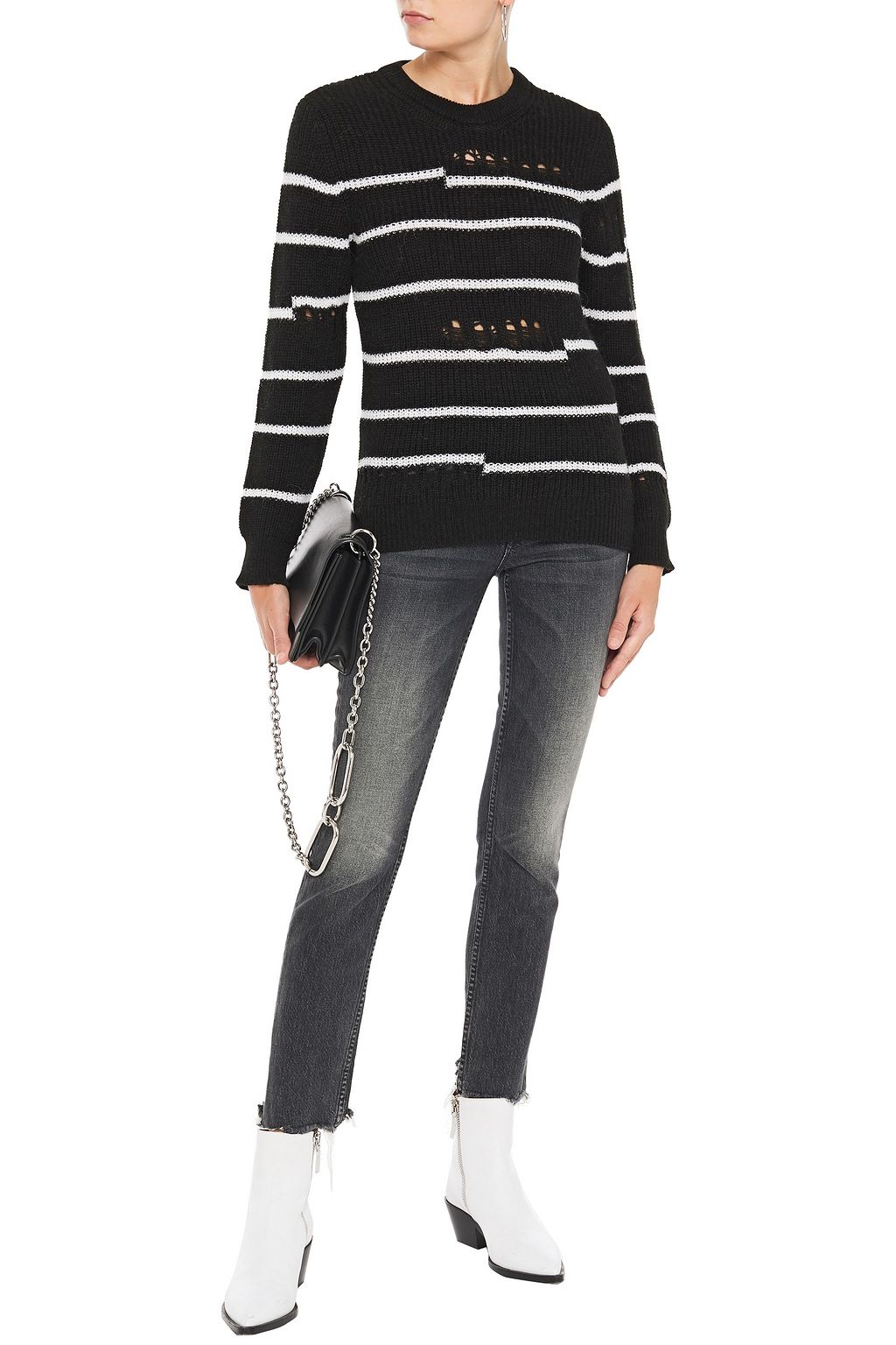 IRO Cleon distressed striped knitted sweater