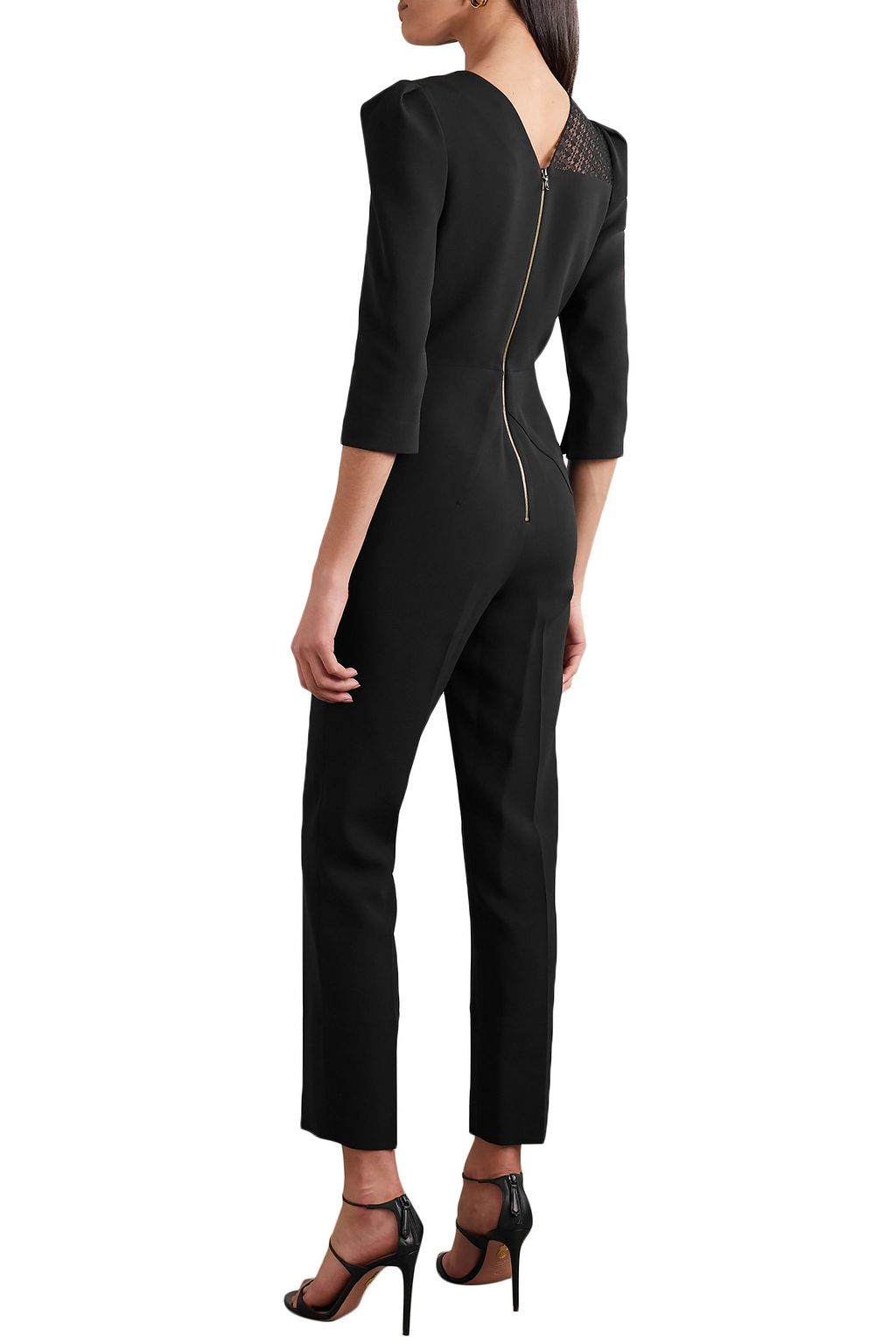 ROLAND MOURET Daisen lace-trimmed crepe jumpsuit