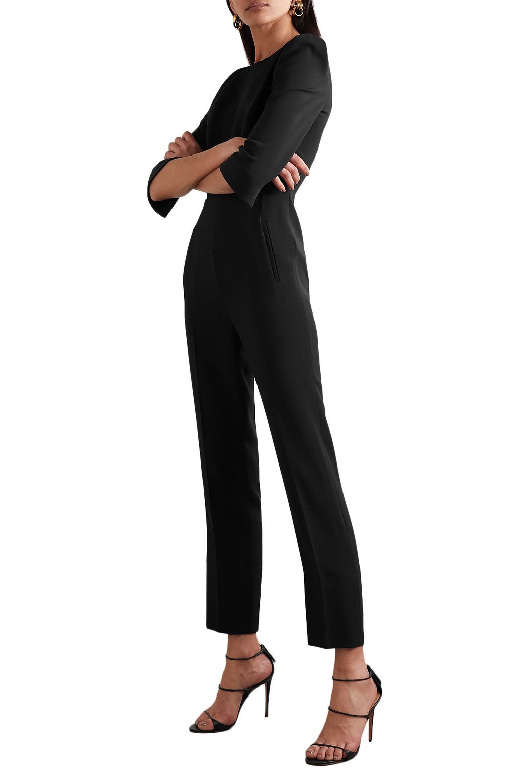 ROLAND MOURET Daisen lace-trimmed crepe jumpsuit