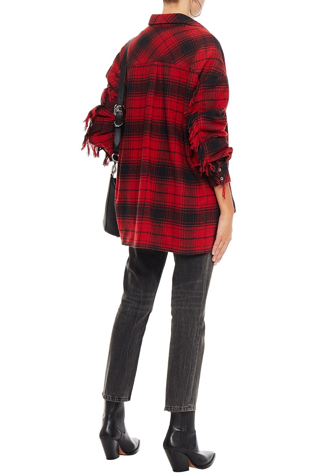 IRO Stapio oversized frayed checked cotton-blend flannel shirt