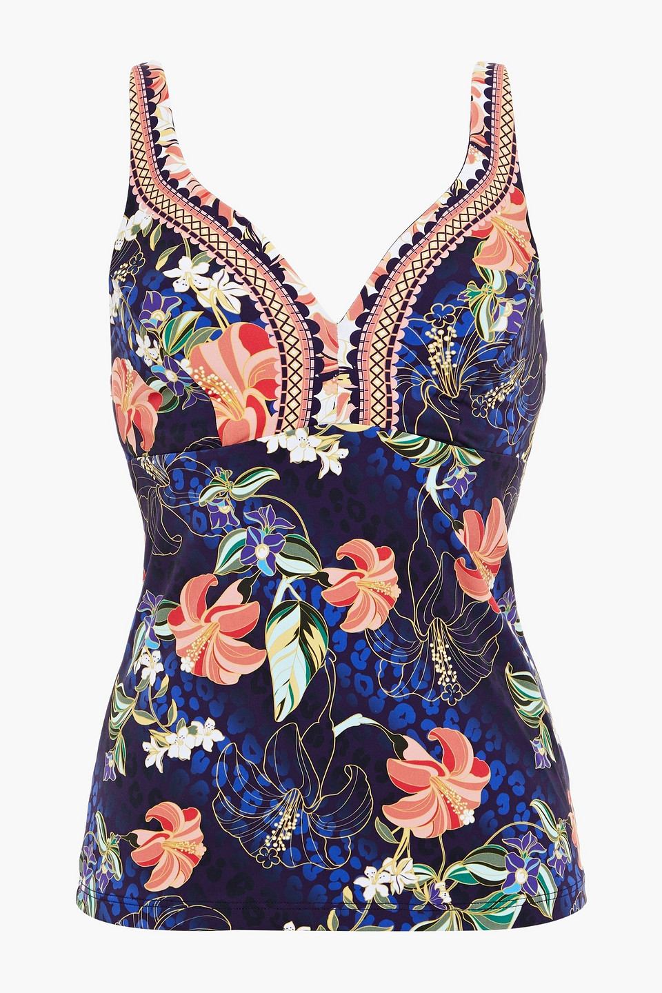 Jets Australia By Jessika Allen Woman Desert Bloom Cutout Floral-print Bikini Top Navy Size 10