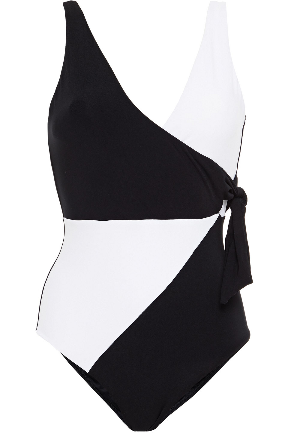 Jets Australia By Jessika Allen Woman Classique Wrap-effect Two-tone Swimsuit Black Size 10