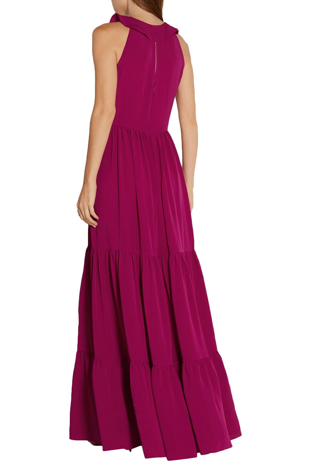 SALONI Suzi tiered corded lace-paneled crinkled-gauze maxi dress