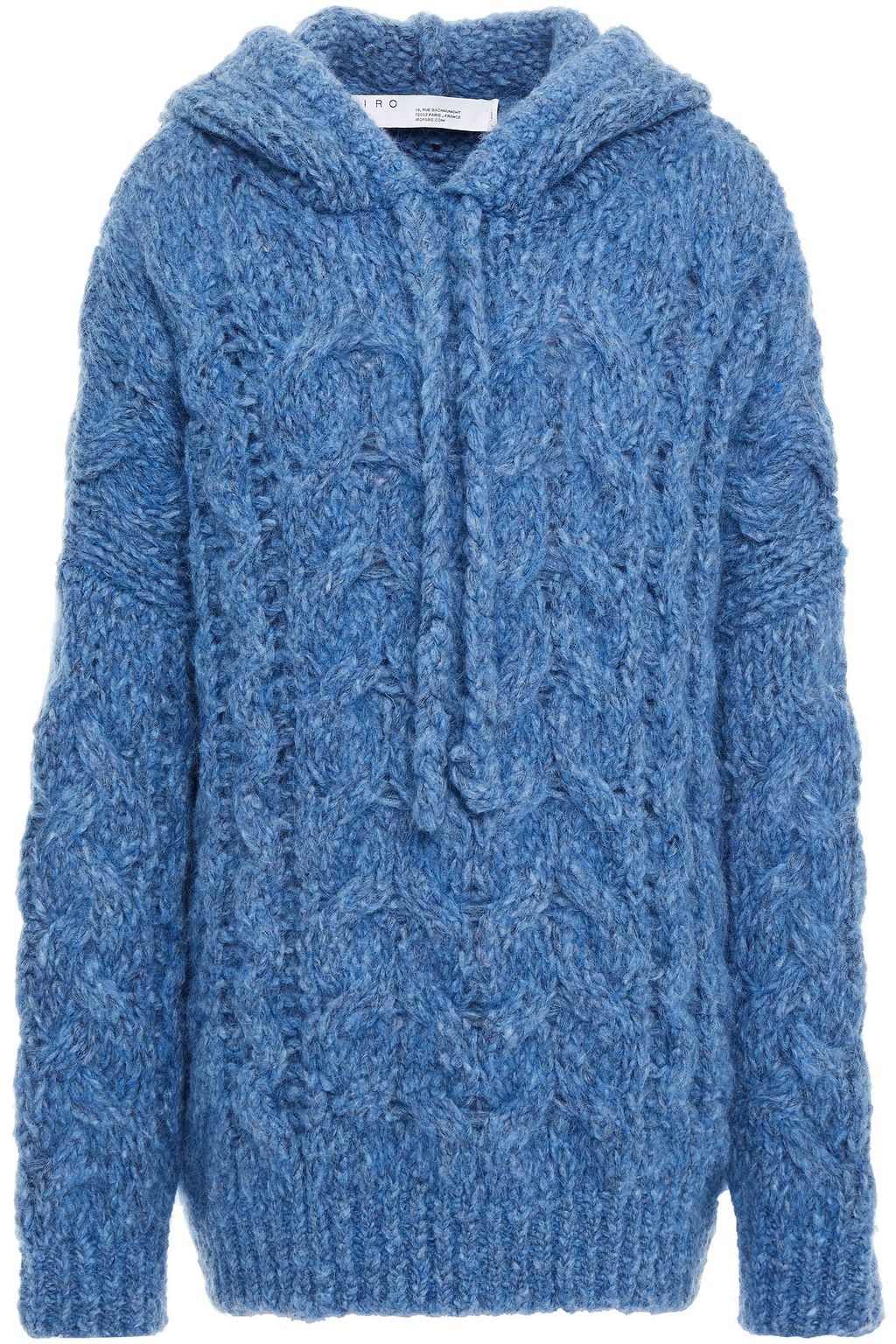 cable knit sweater with hood