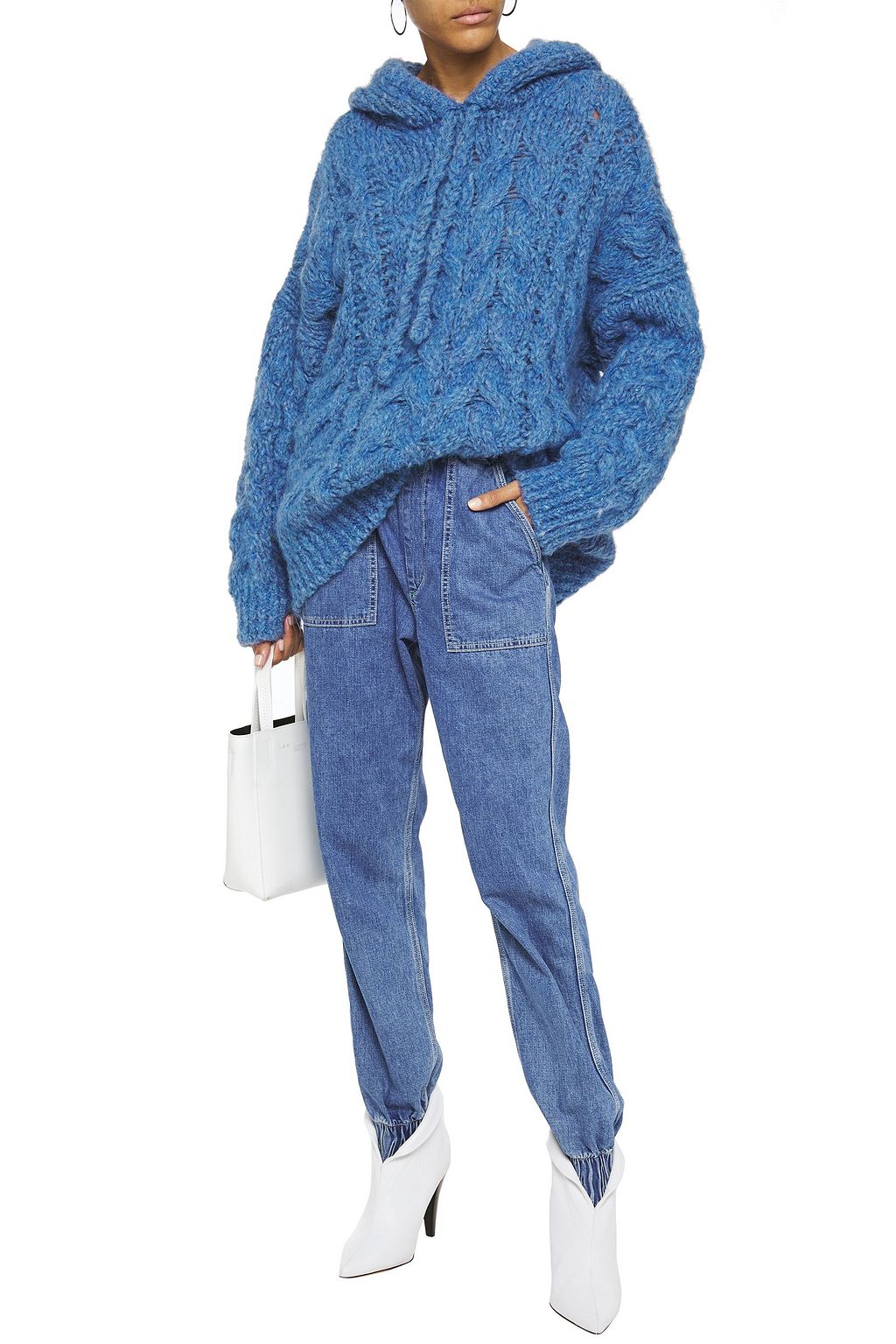 IRO Sigma oversized brushed cable-knit hooded sweater