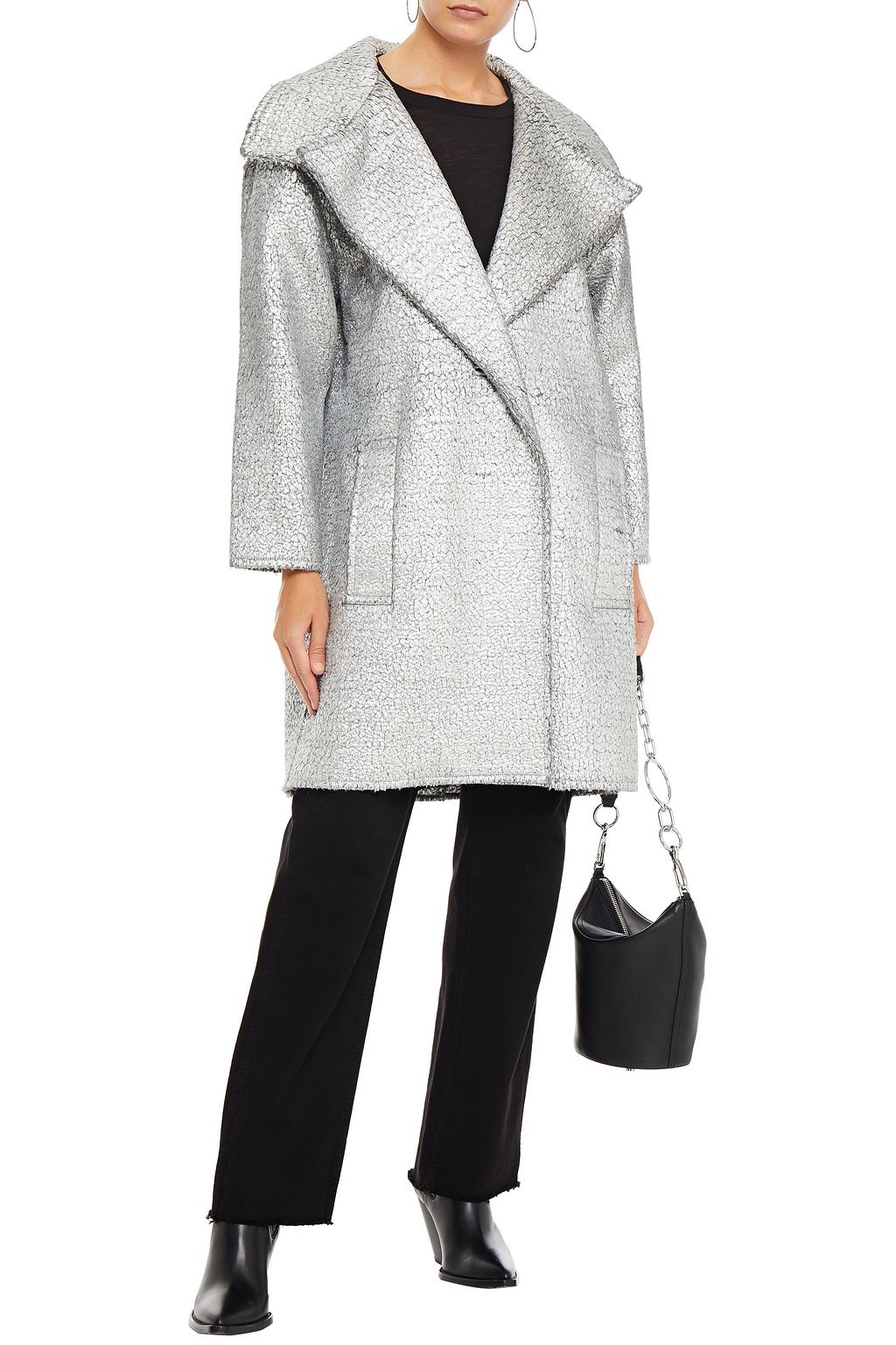 IRO Metallic coated woolblend coat Sale up to 70 off THE