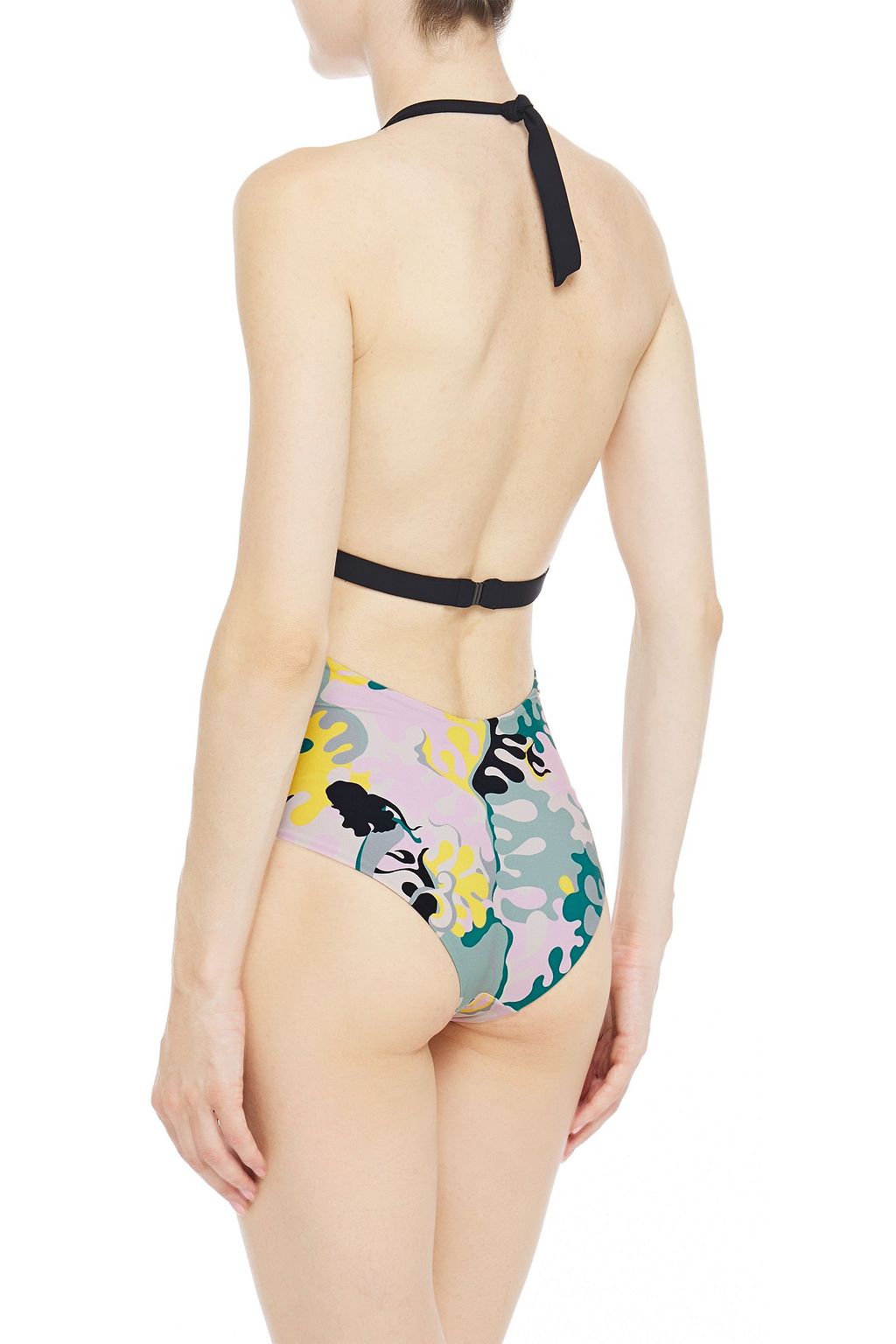 M MISSONI Cutout printed halterneck swimsuit