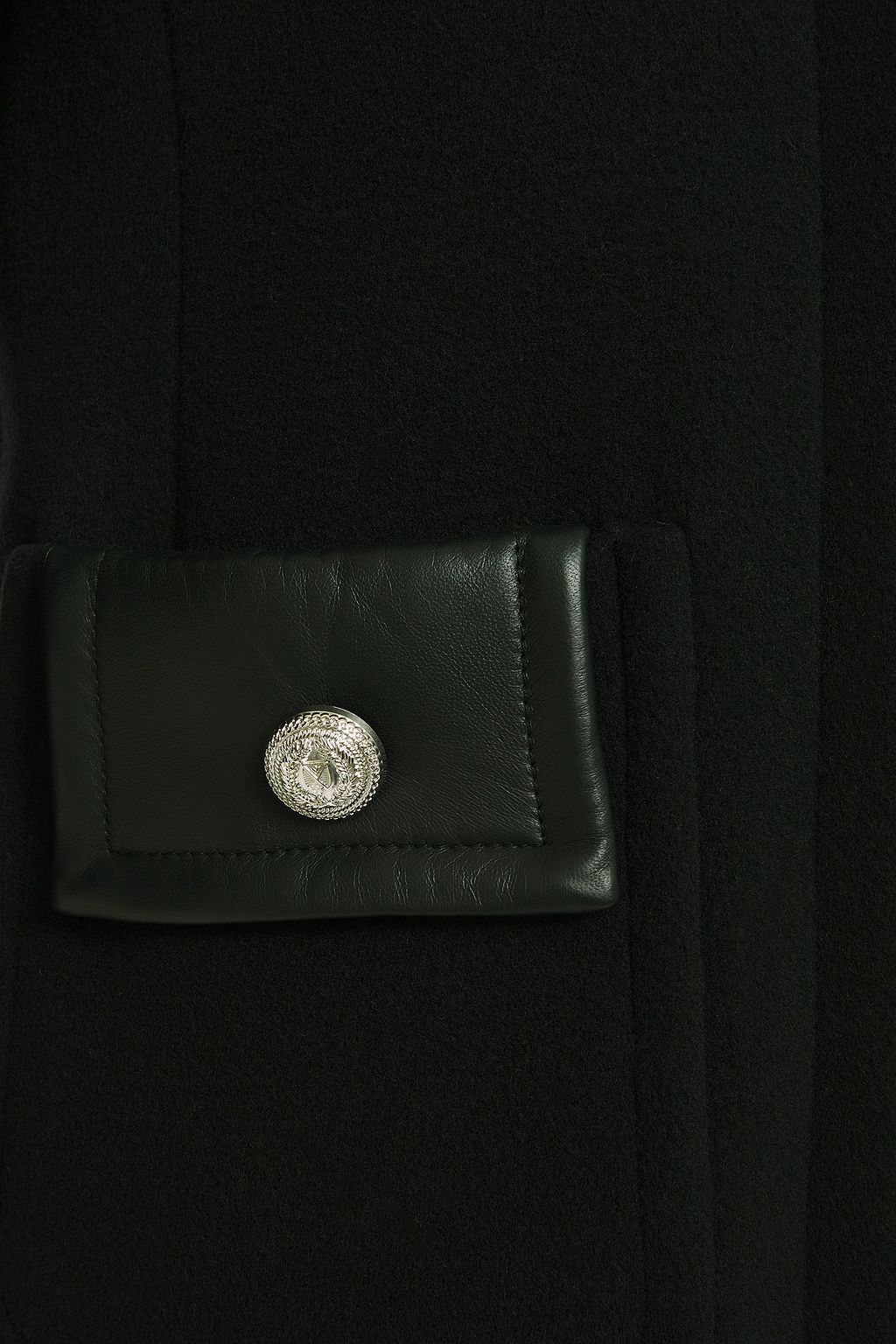 CLAUDIE PIERLOT Leather-trimmed wool-blend felt hooded coat