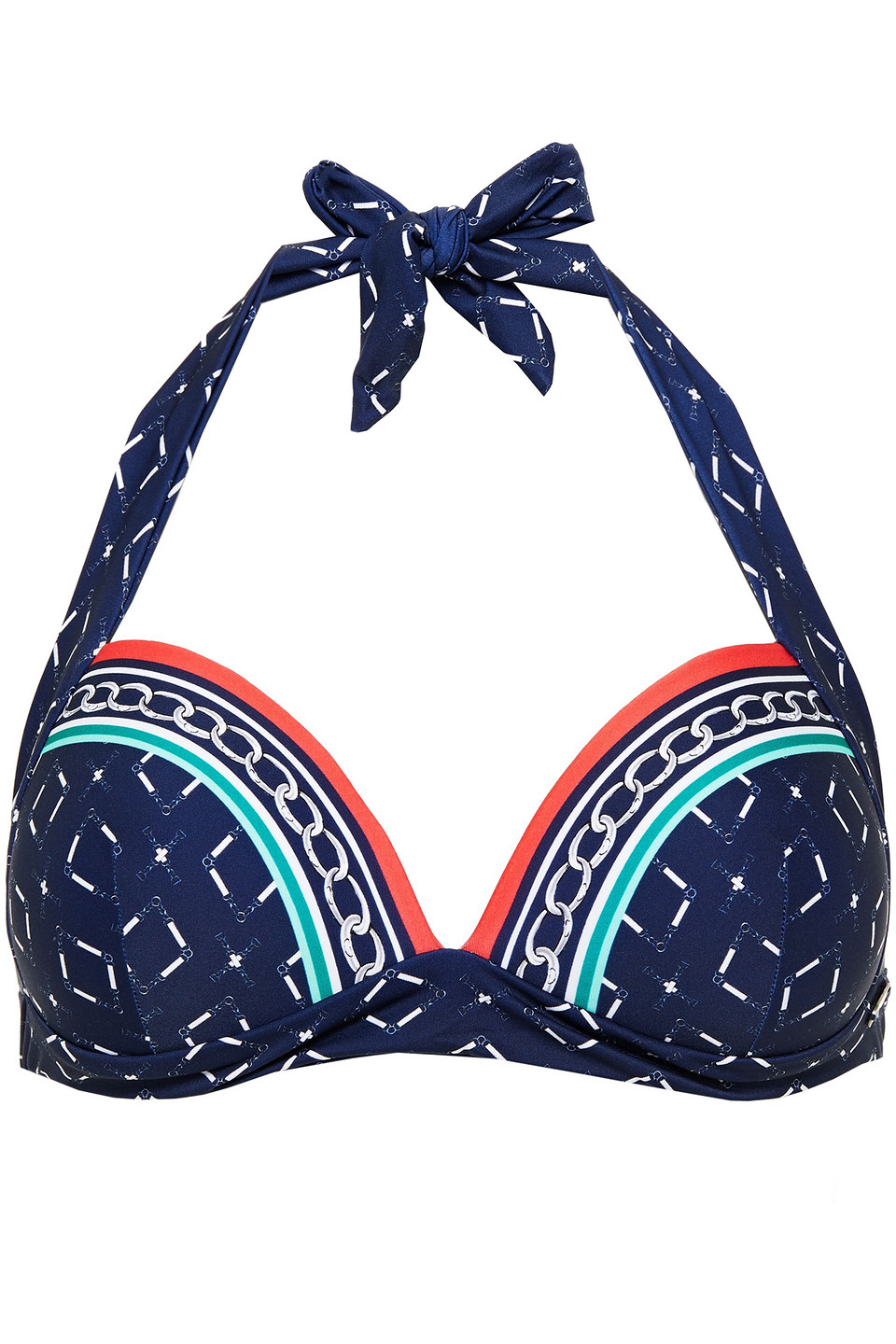 Jets Australia By Jessika Allen Woman 50's Riviera Printed Halterneck Bikini Top Navy Size 12