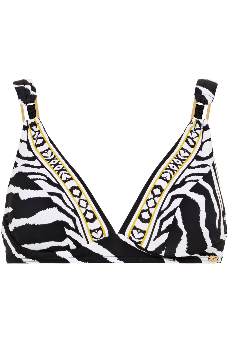 Jets Australia By Jessika Allen Woman Zebra-print Triangle Bikini Top White Size 8