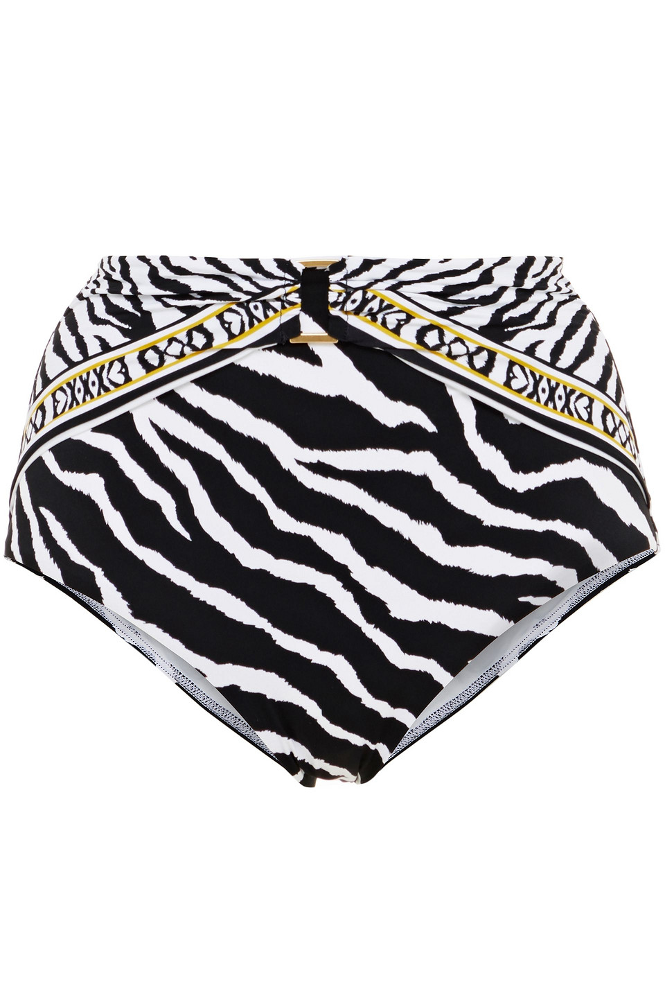 Jets Australia By Jessika Allen Woman Embellished Zebra-print High-rise Bikini Briefs White Size 12