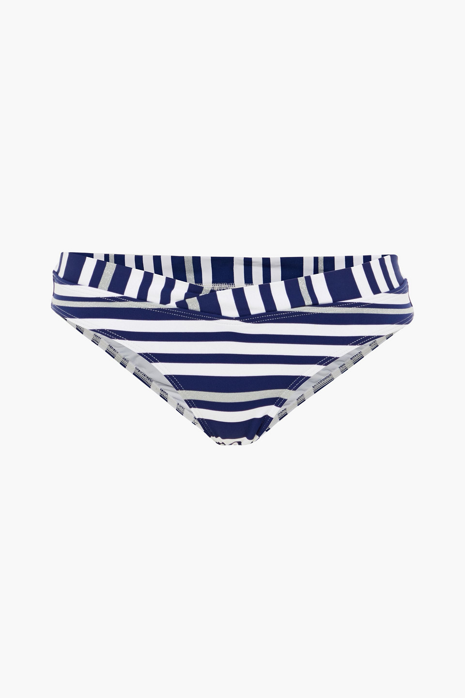 Jets Australia By Jessika Allen Woman Metallic-trimmed Striped Mid-rise Bikini Briefs Royal Blue Size 10