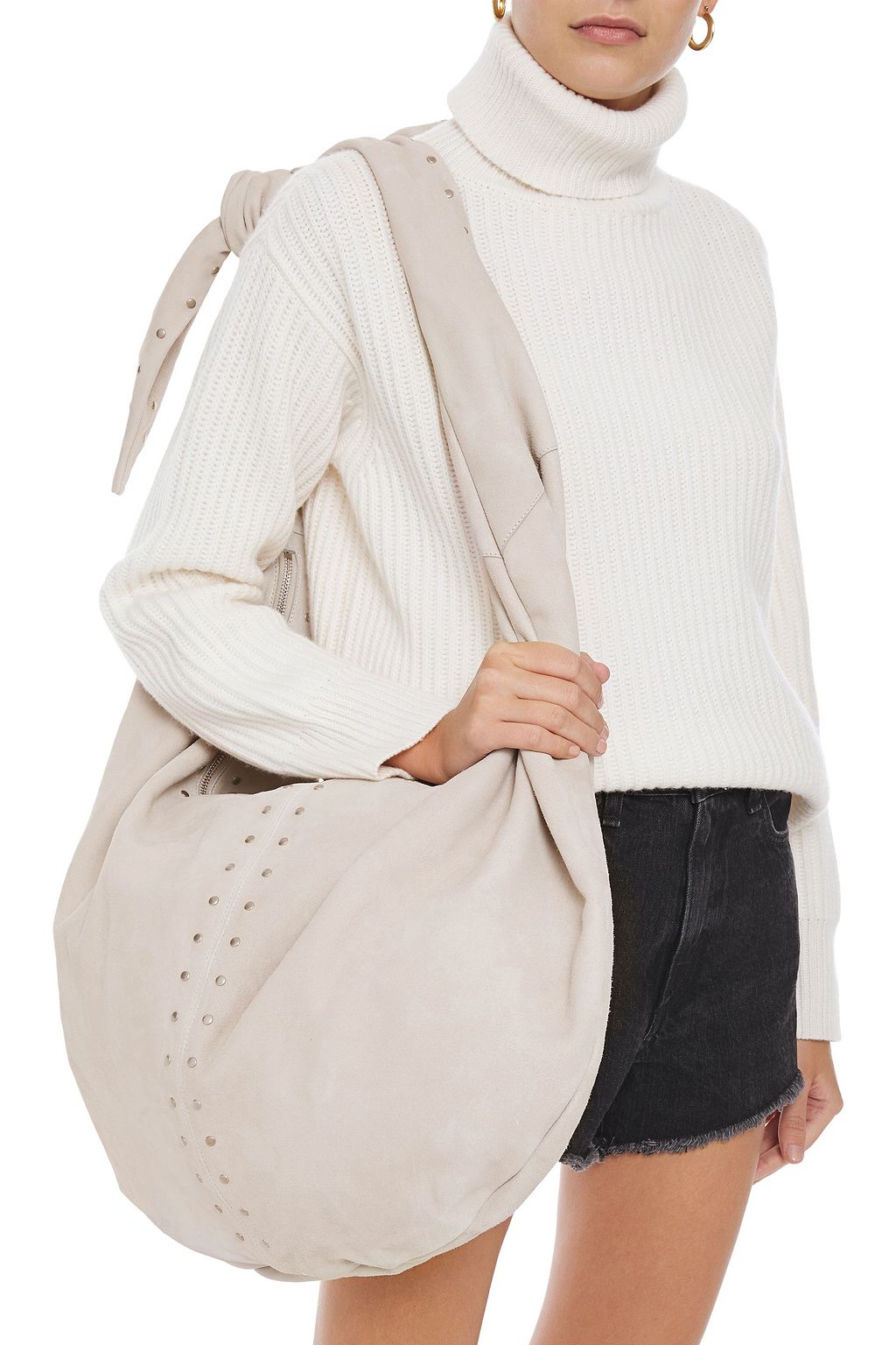 IRO Carrybearch studded suede shoulder bag