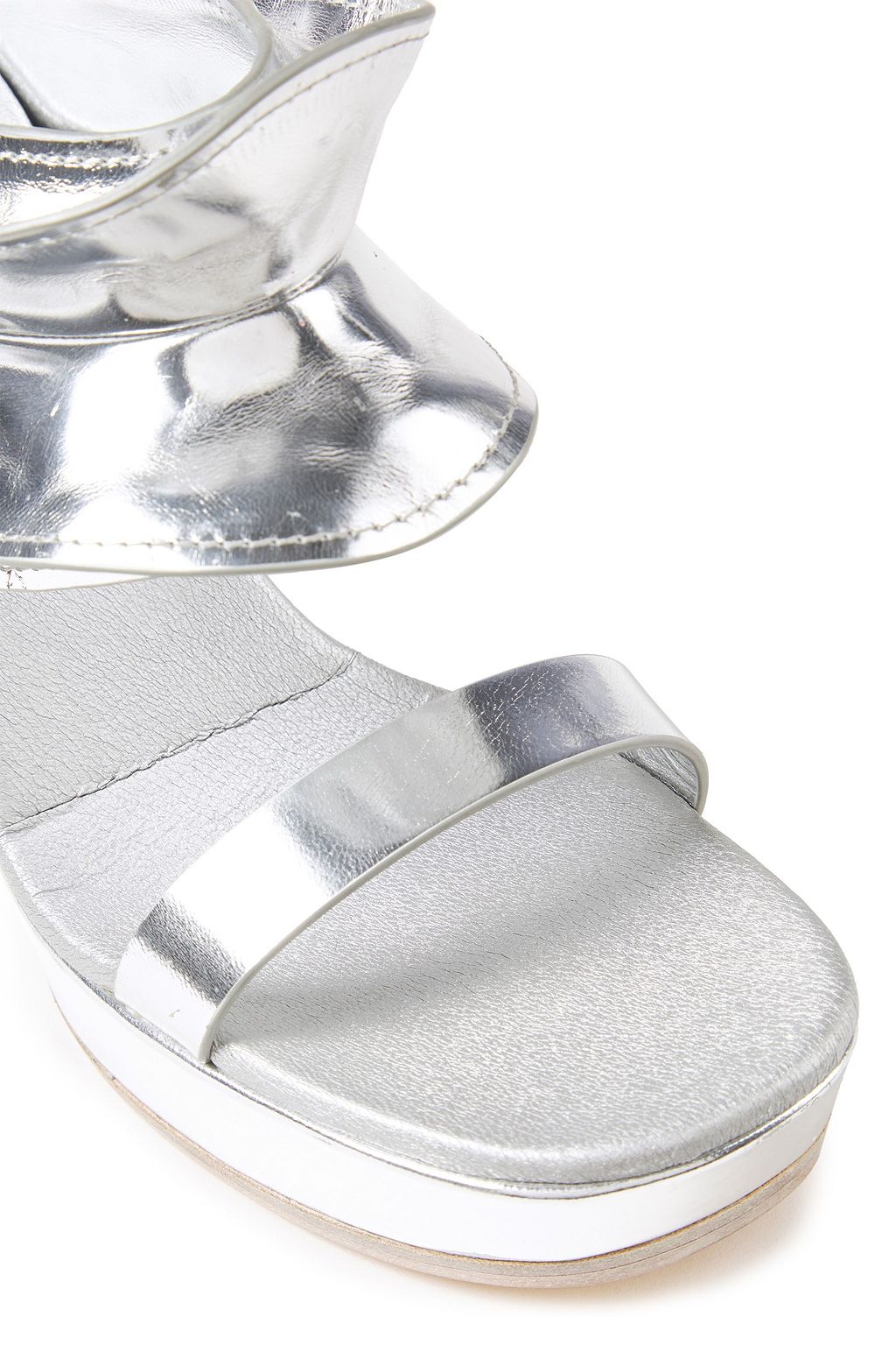 RICK OWENS Metallic leather wedge mules