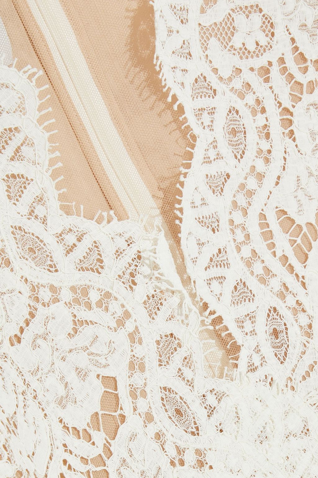 STELLA MCCARTNEY Pearl cropped belted cotton-blend corded lace jumpsuit